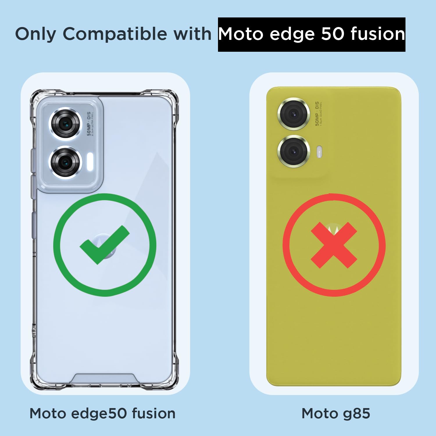 Pikkme Motorola Moto Edge 50 Fusion 5G PC + TPU Crystal Clear Back Cover (Transparent)