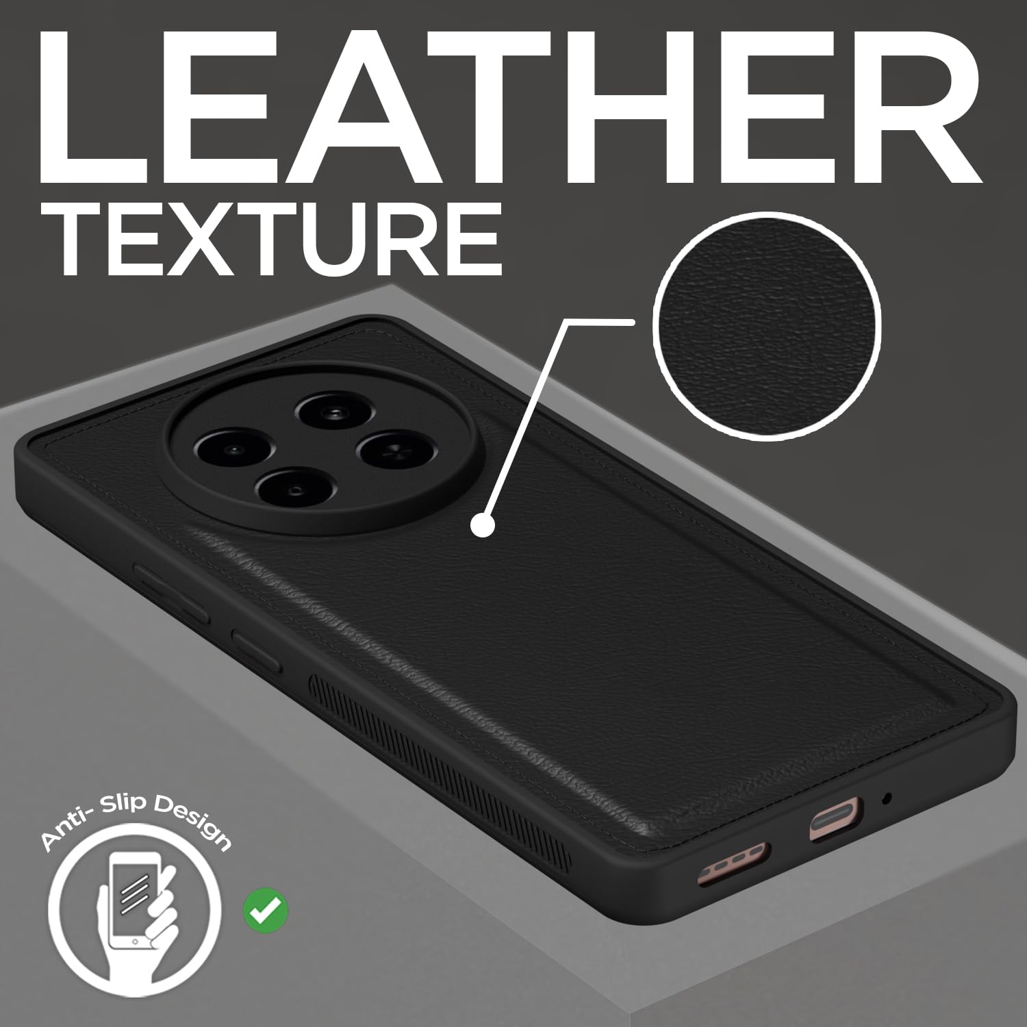 Pikkme Realme 13 Plus 5G / Realme P1 Speed 5G Leatherback Back Case | Black