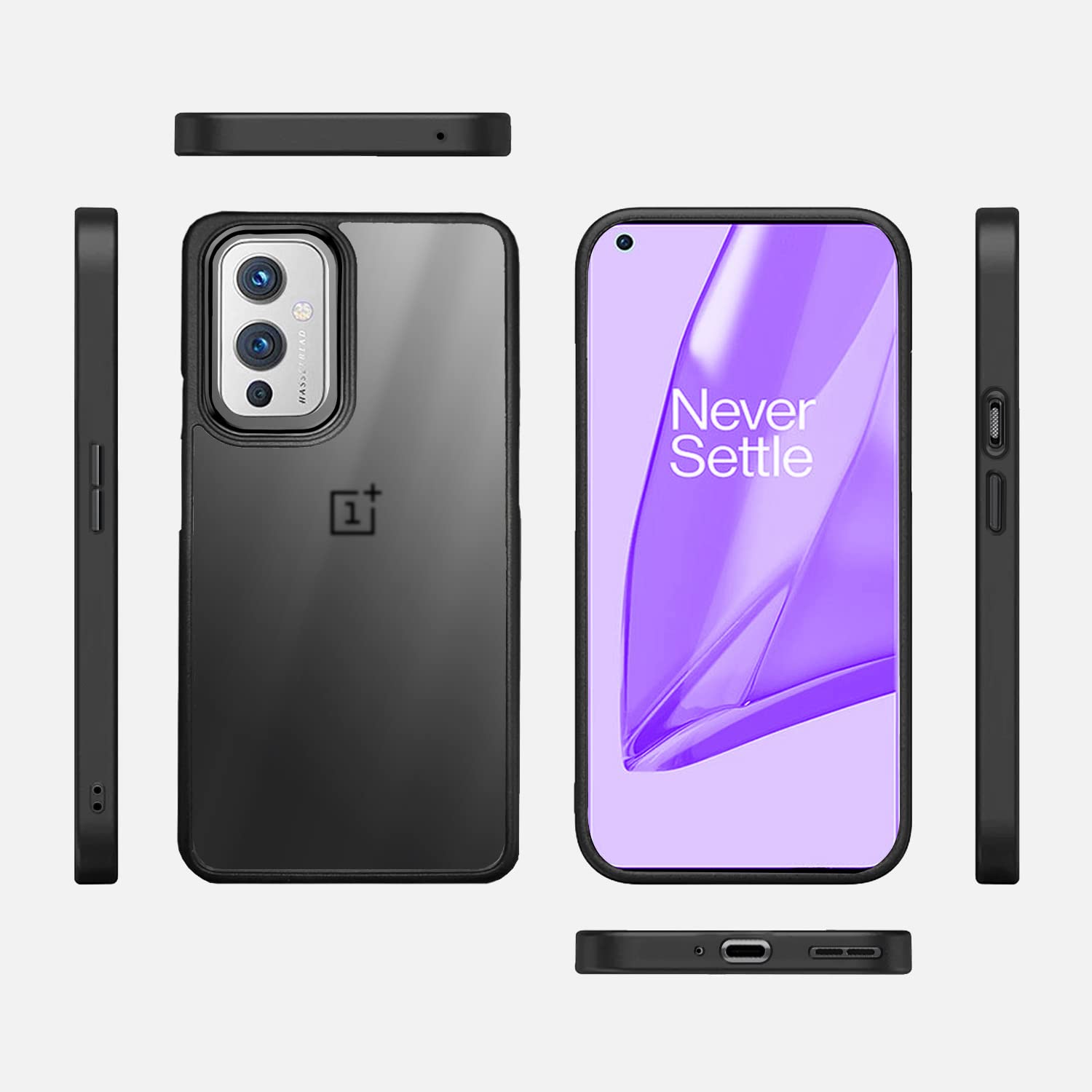Pikkme Oneplus 9 5G Oneplus 9 5G Chrome Metal Ring Back Cover (Black)