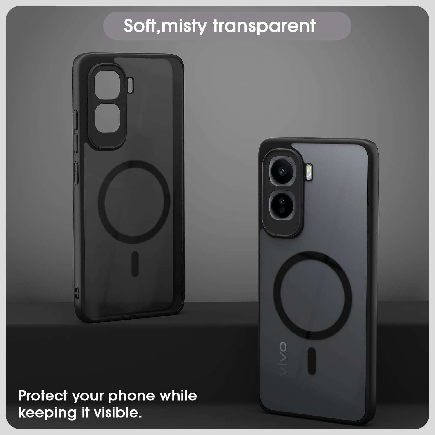 Pikkme Vivo T5 Pro 5G black smoke mag-safe back cover – photo 3