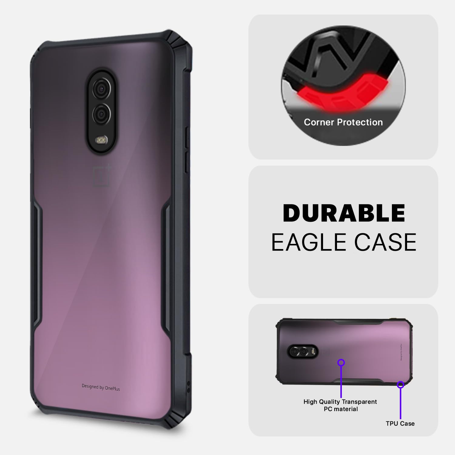 OnePlus 6T/7 Eagle back cover in black by Pikkme – photo 5