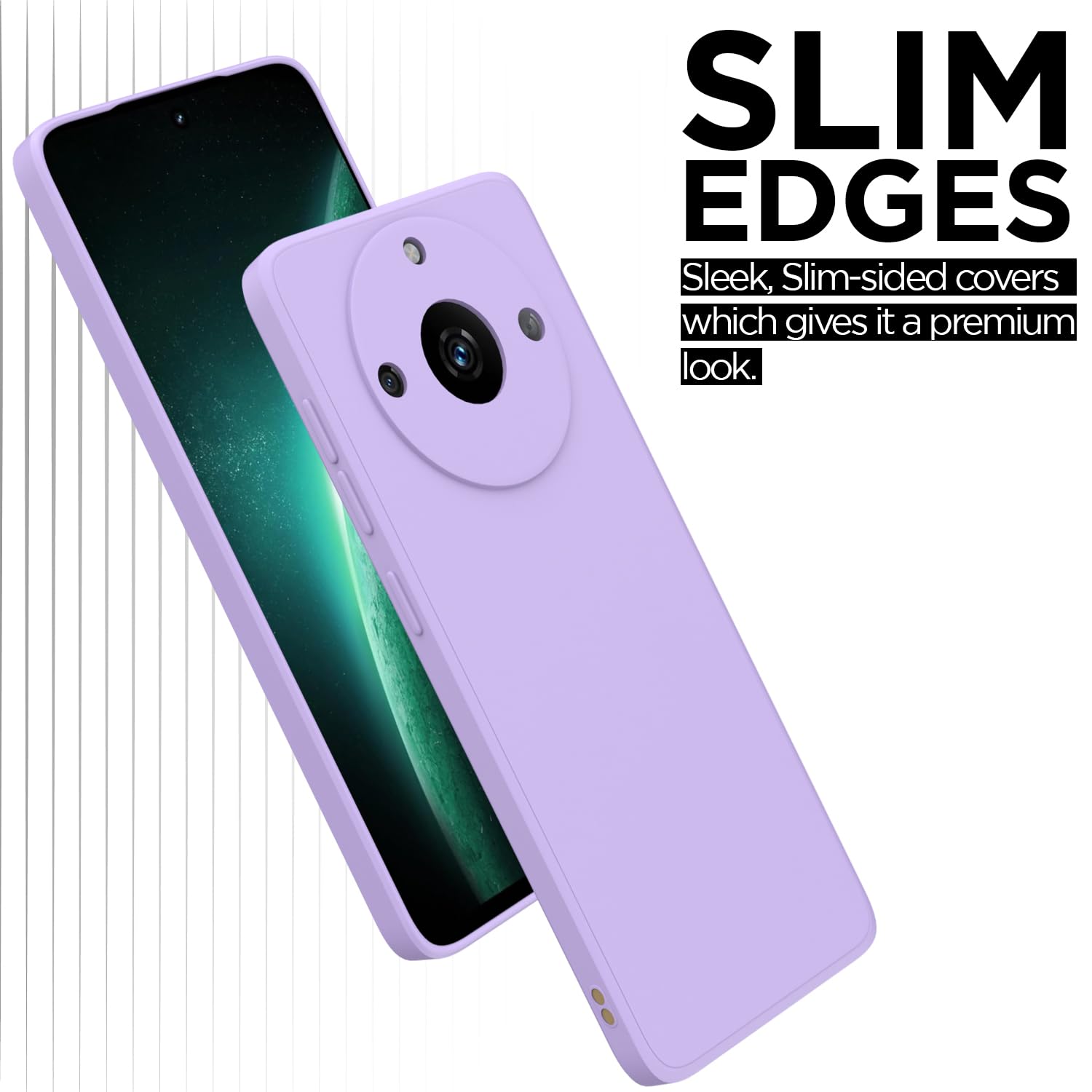 Pikkme Realme Narzo 60 5G Soft Matte Silicone Shockproof Case (Purple)
