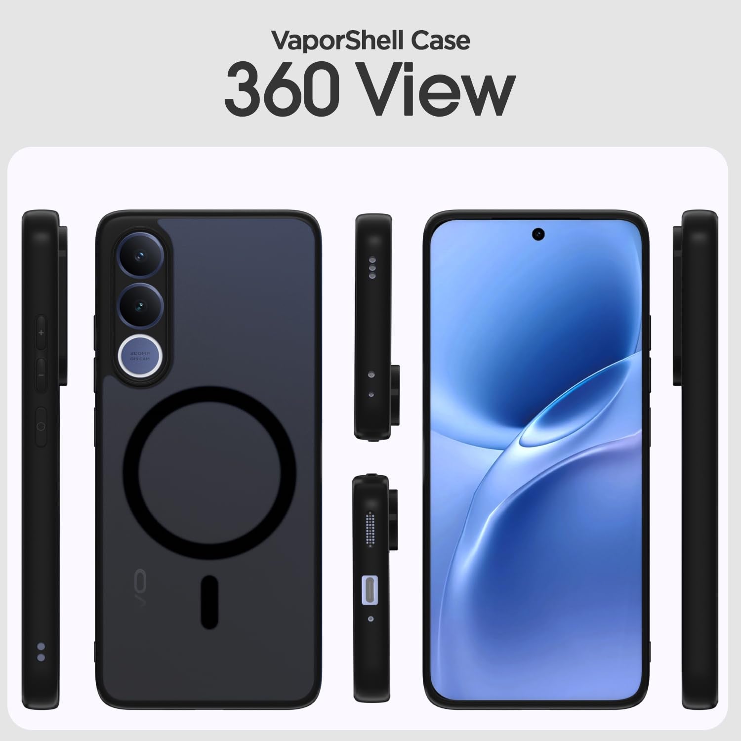 Pikkme black smoke mag-safe MagSafe mobile cover for Vivo V70 FE 5G – photo 2