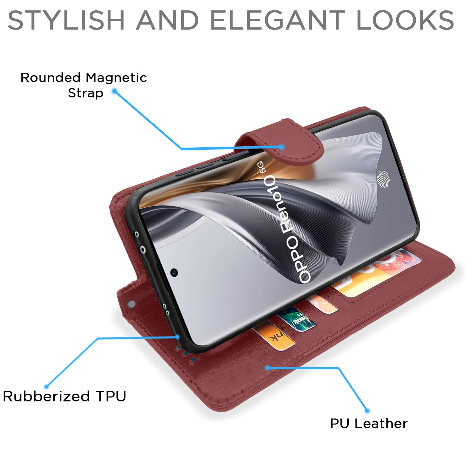 Pikkme brown Wallet flip cover for Oppo Reno 10 5G – photo 5