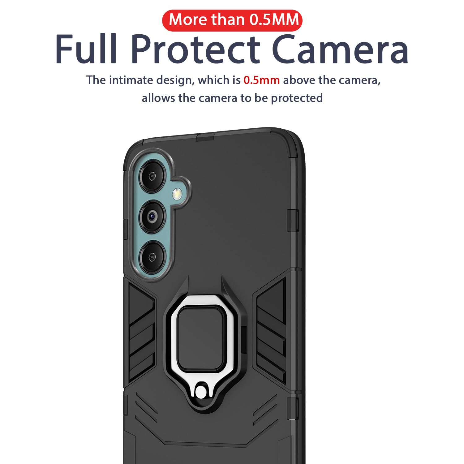 Pikkme Samsung Galaxy M14 5G D5 Tough Armor Back Cover | Black
