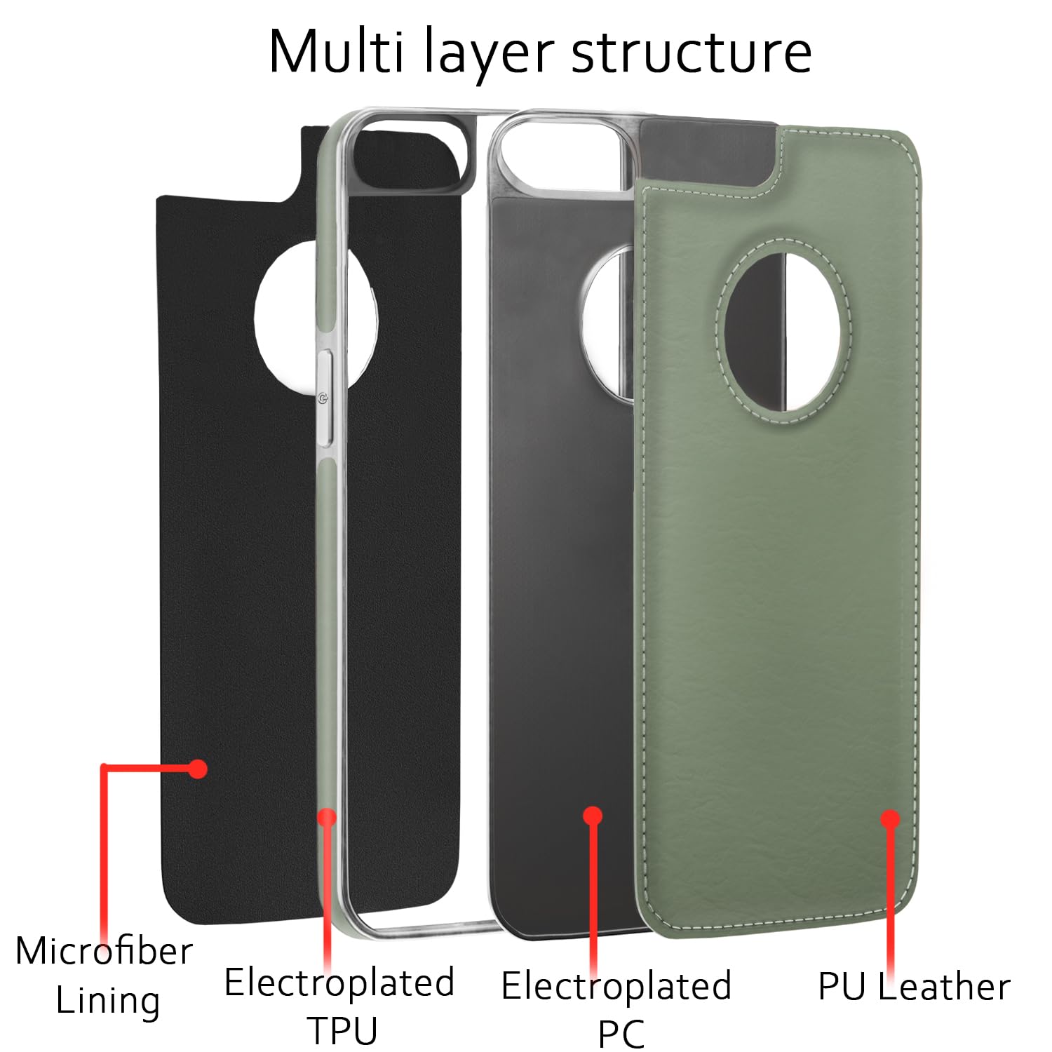 Pikkme iPhone 7/8 Silver Electroplated Chrome Leather Back Cover (Green)
