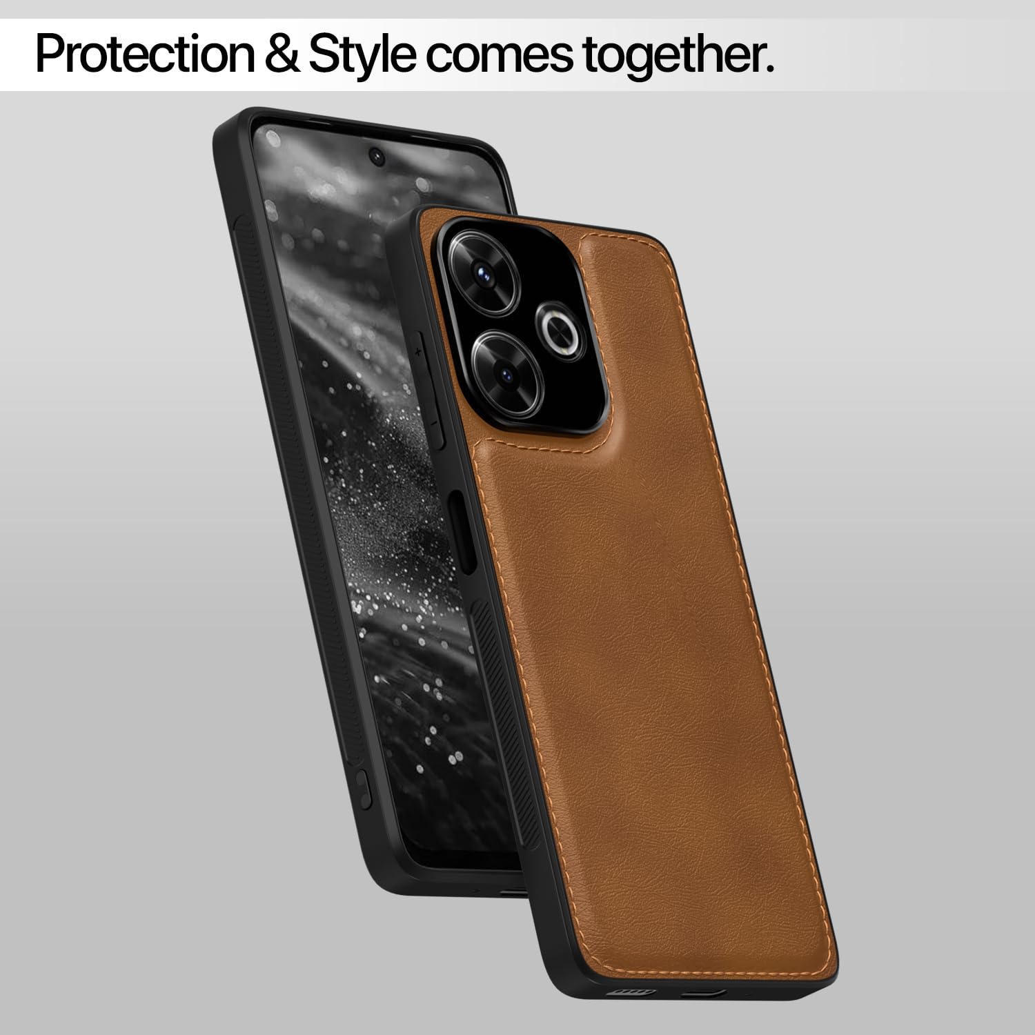 Brown Leather mobile cover for Redmi 13/Poco M6 Plus 5G – Pikkme – photo 6
