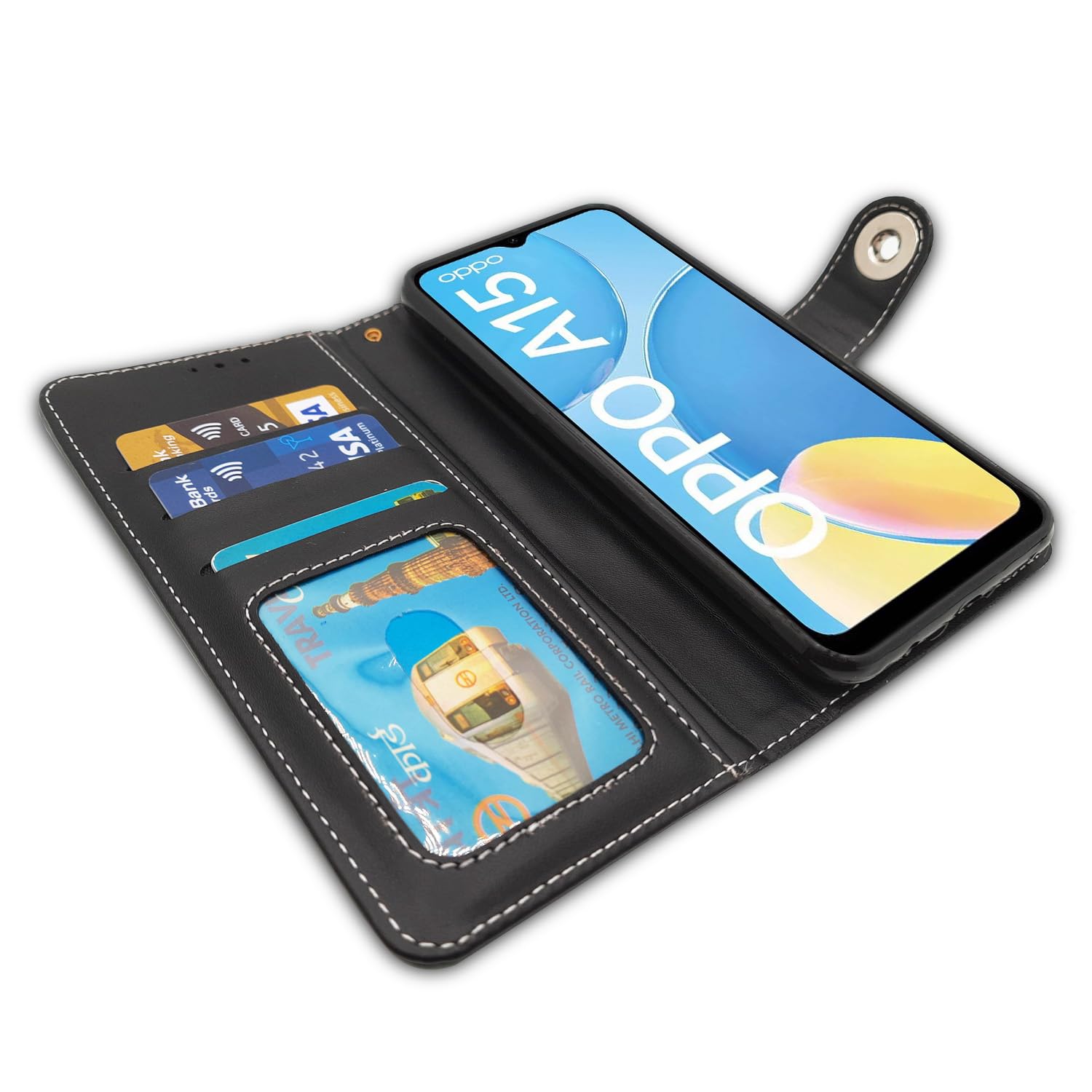 Pikkme grey Magnetic wallet flip cover for Oppo A15/A15s – photo 4