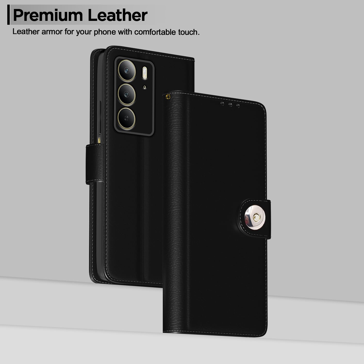 Black wallet flip cover for Realme C75 – Pikkme – photo 2