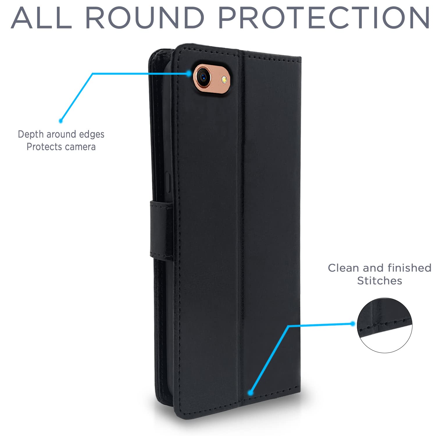 Pikkme Oppo A83 Vintage Flip Cover (Black)