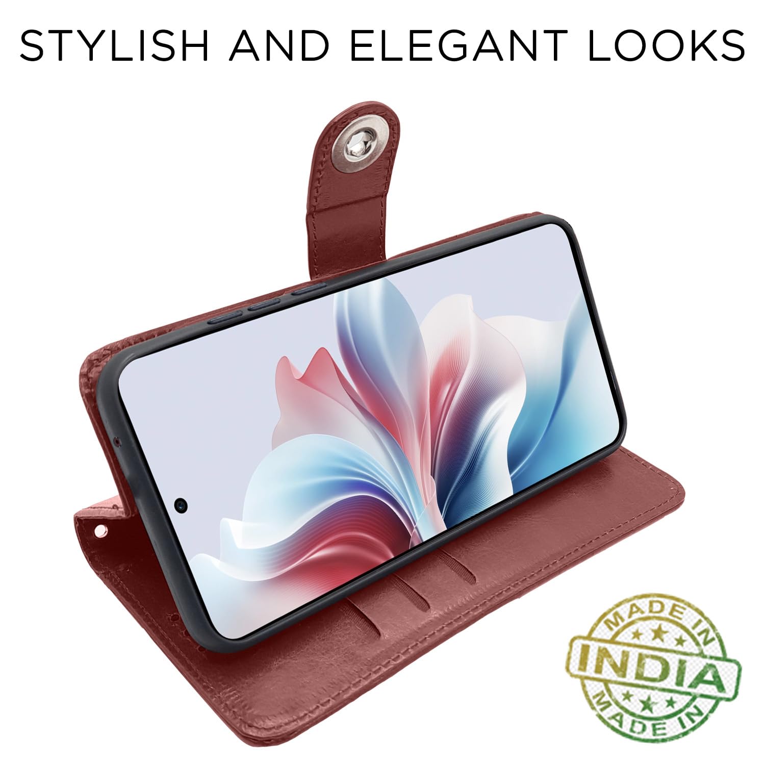 Pikkme OPPO F25 Pro 5G brown mobile flip cover – photo 5