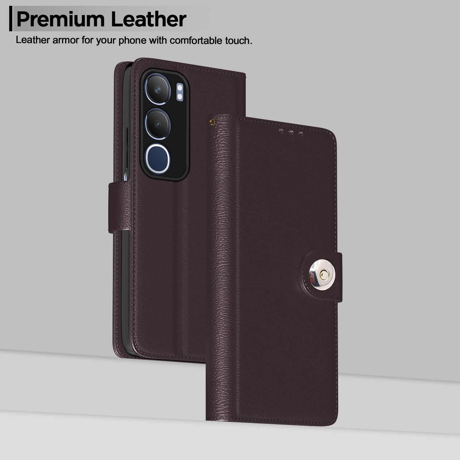 Coffee Button wallet flip cover for Vivo Y19s – Pikkme – photo 2