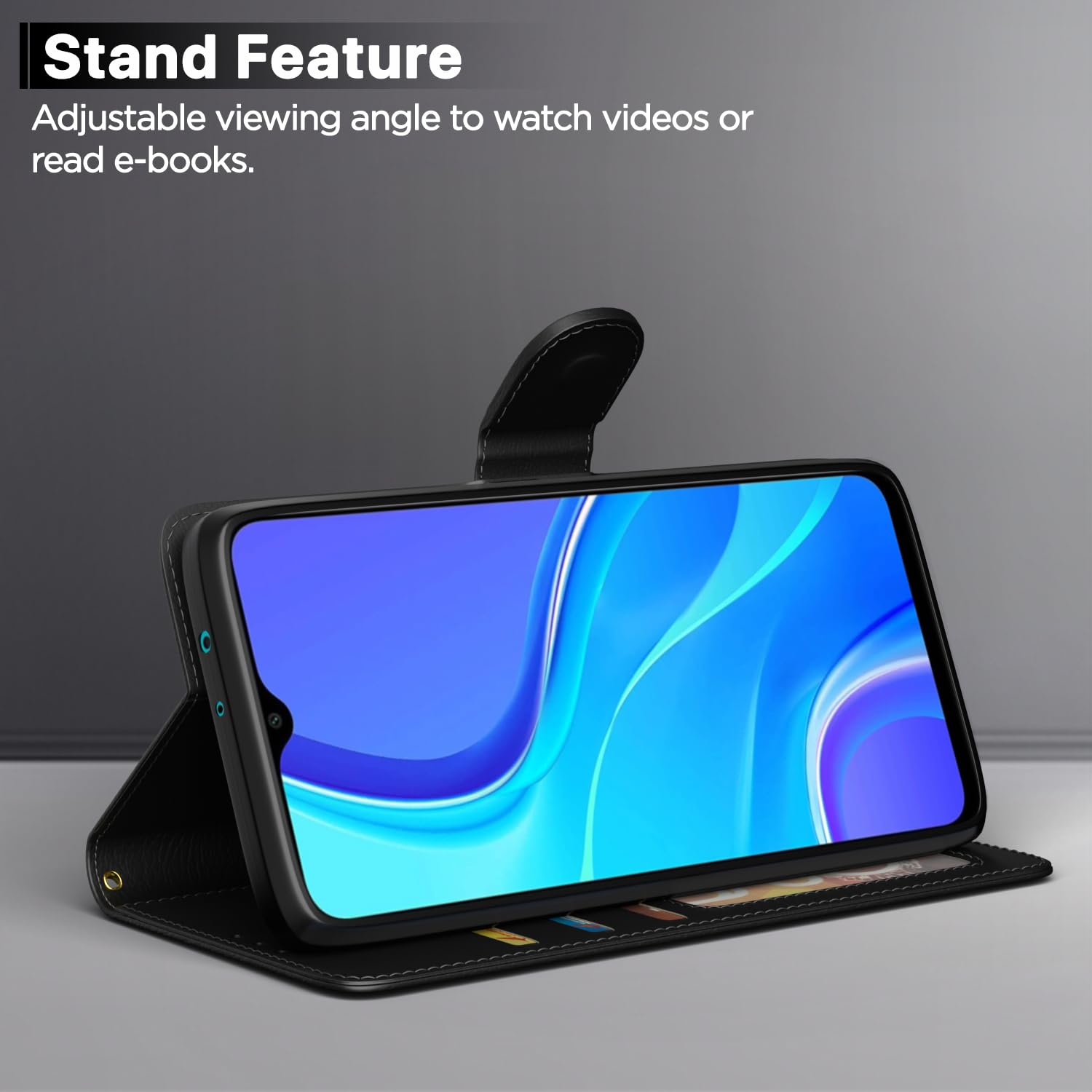 Pikkme Redmi 9 Prime Vintage Flip Cover (Black)