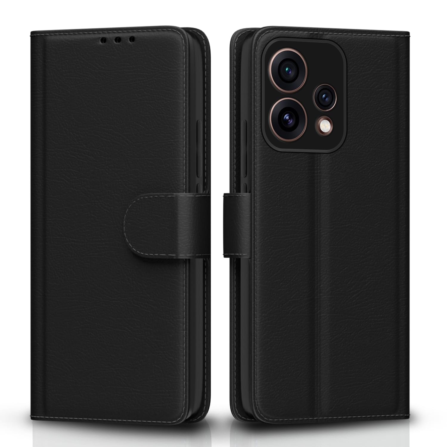 Pikkme black Wallet mobile flip cover for Oppo Reno 15 5G