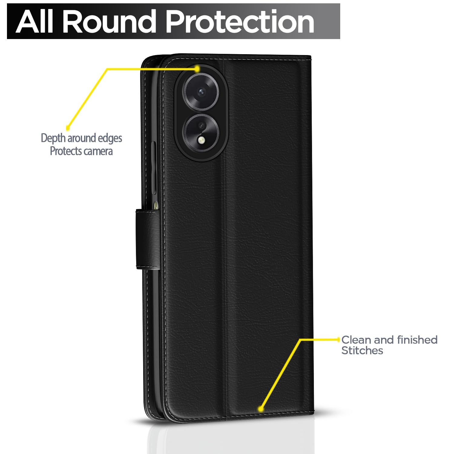 Pikkme Oppo A38 4G Vintage Flip Cover (Black)