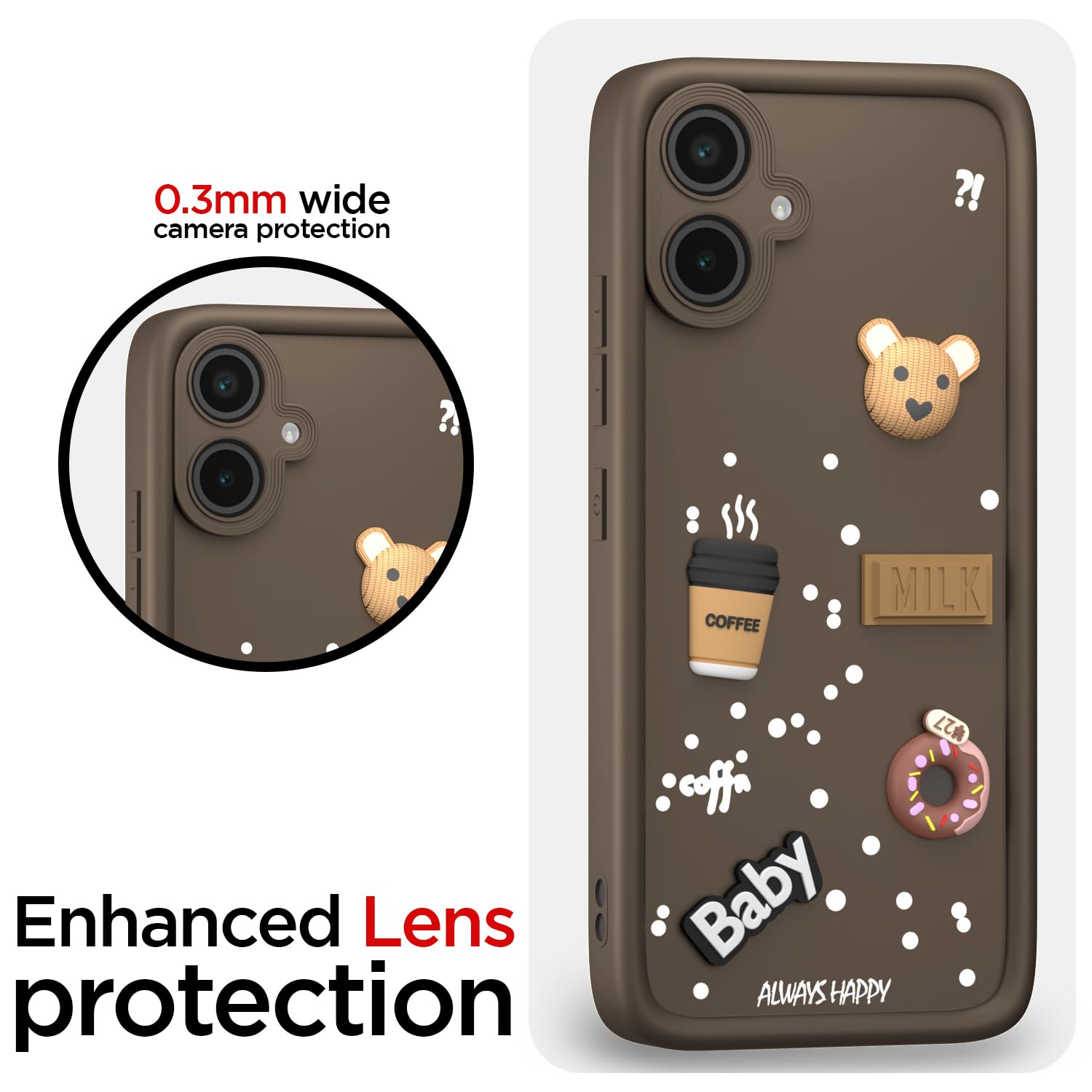 Pikkme Samsung Galaxy M05 / A05 / F05 Cute Fun Cartoon 3D Bear Coffee Back Cover (Brown)