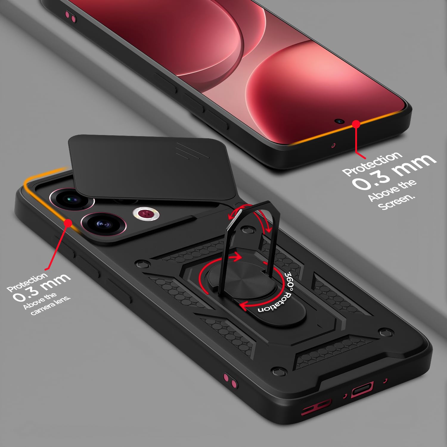 Pikkme Oppo Find X9 5G/360 D10 Camera Shield black mobile back cover – photo 4