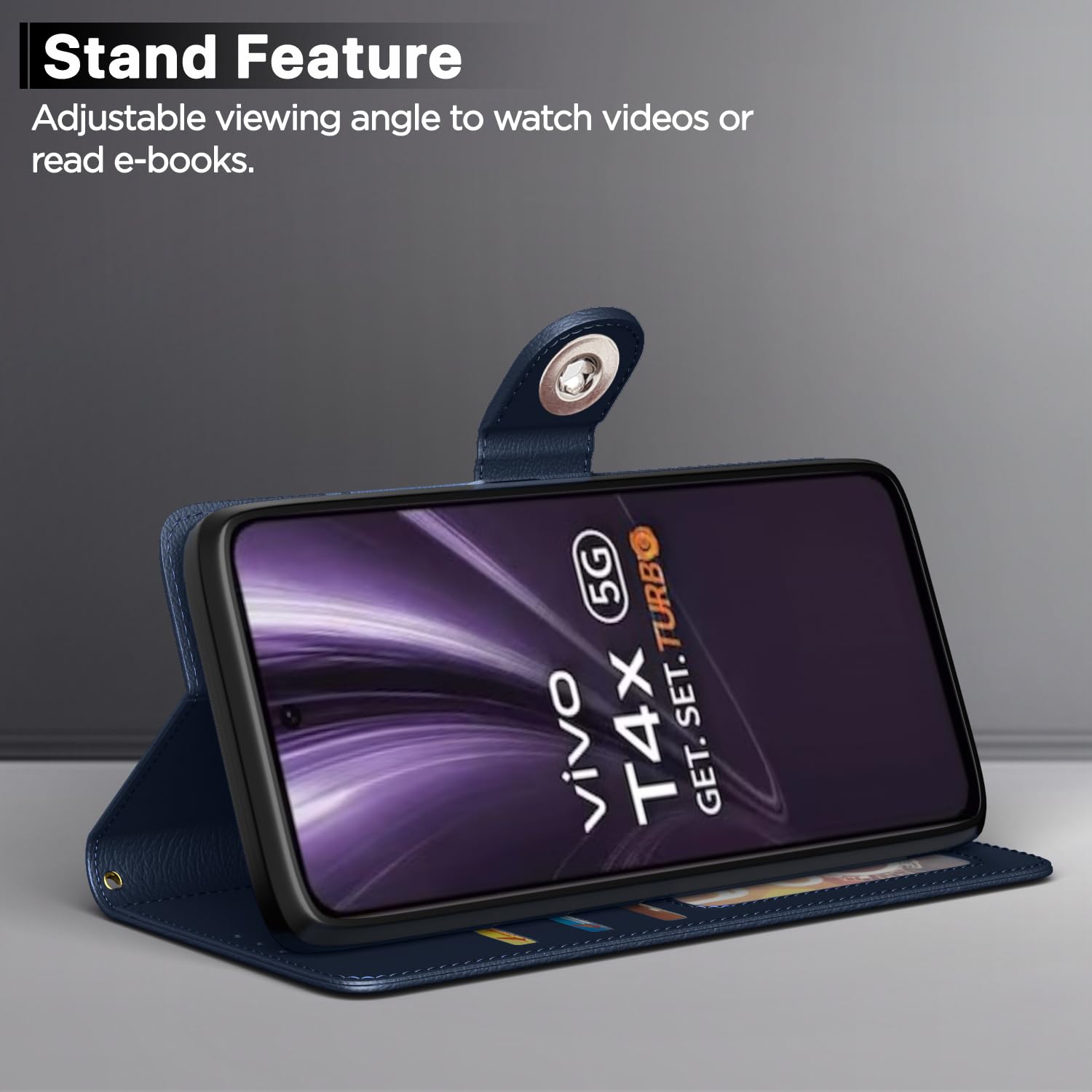 Vivo T4x/iQOO Z10x/Y31 Pro 5G Button flip case in blue by Pikkme – photo 3