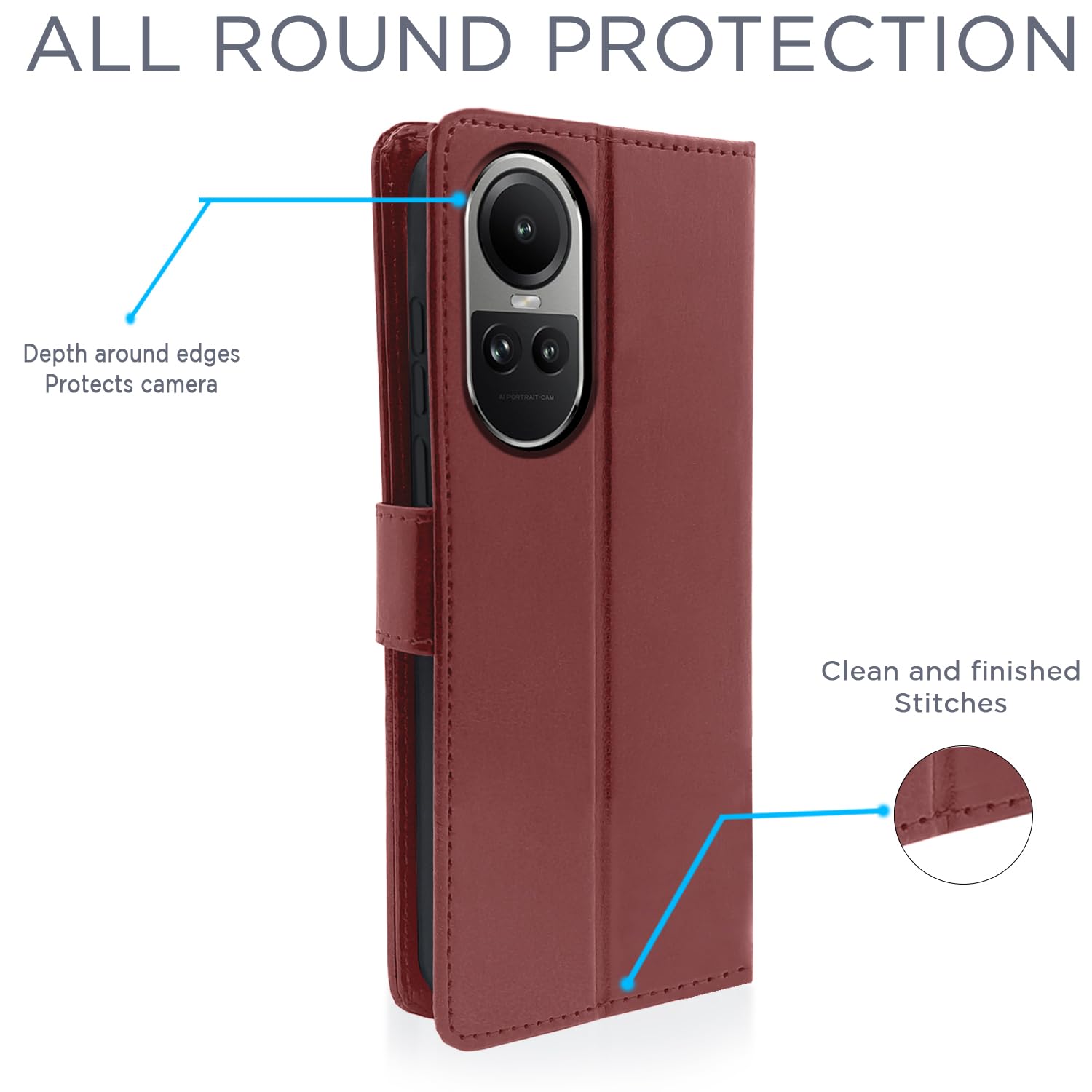 Pikkme brown wallet flip cover for Oppo Reno 10 5G – photo 4