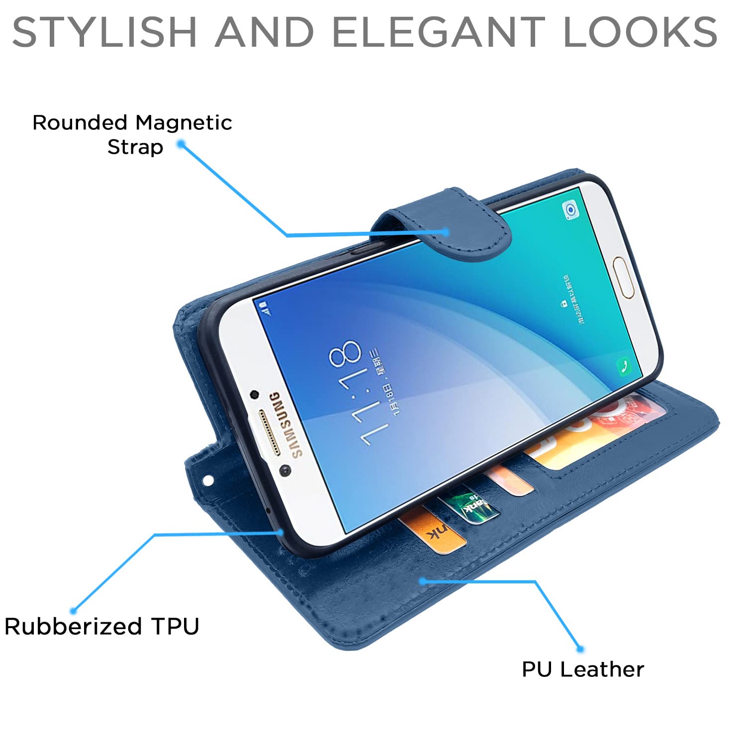Pikkme Samsung C7 Pro blue mobile flip cover – photo 5