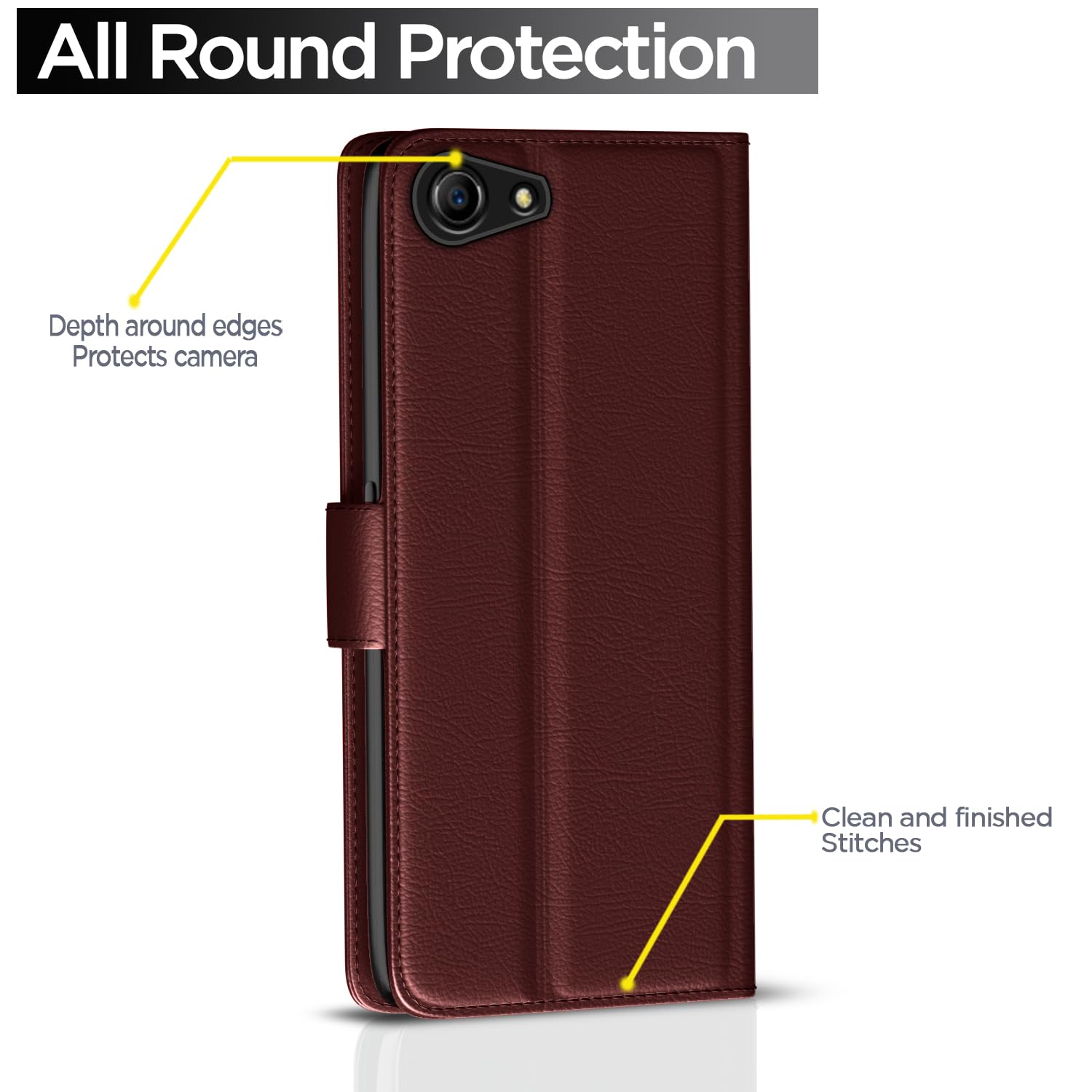 Oppo A83 mobile flip cover in brown by Pikkme – photo 4