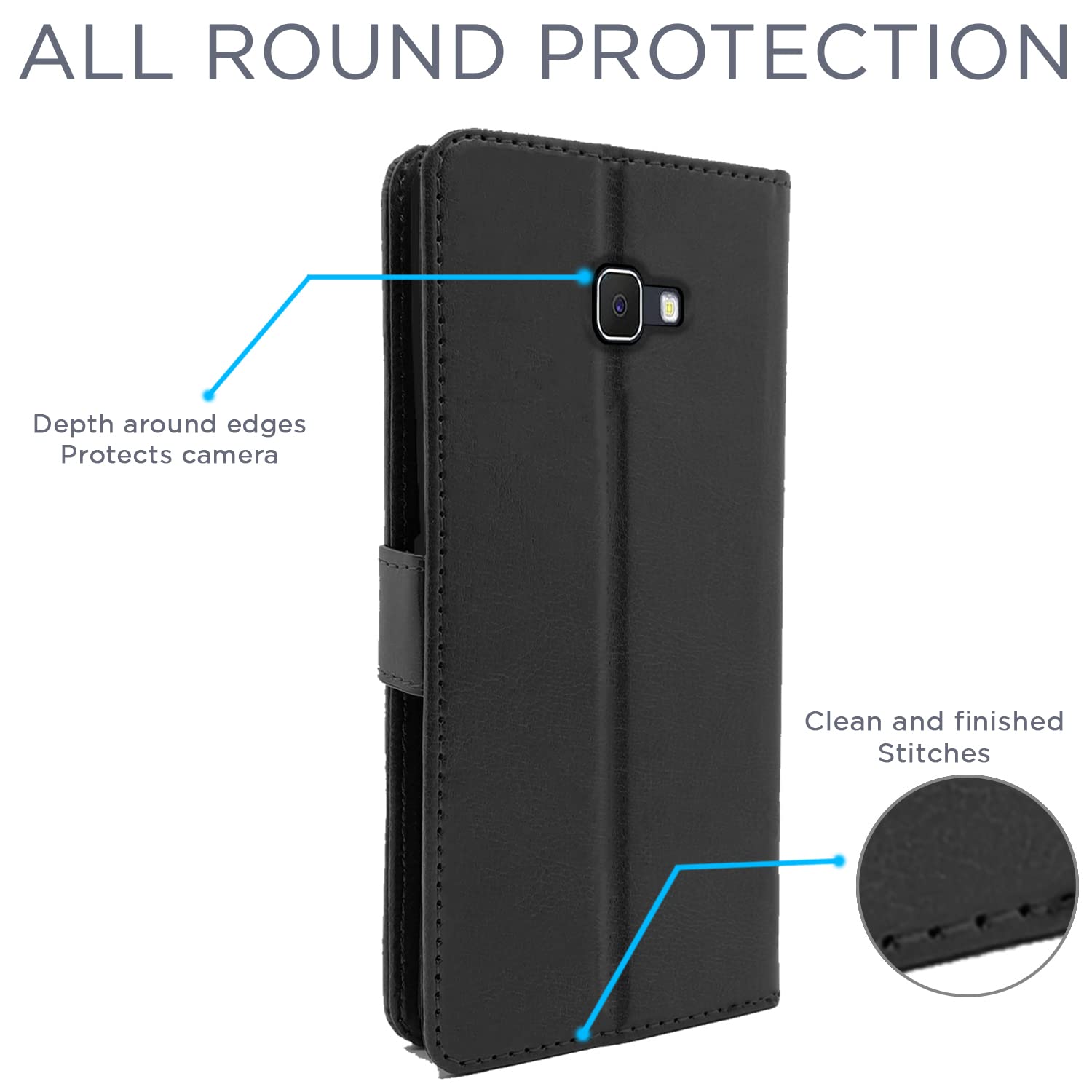 Pikkme Galaxy J5 Prime Vintage Flip Cover (Black)
