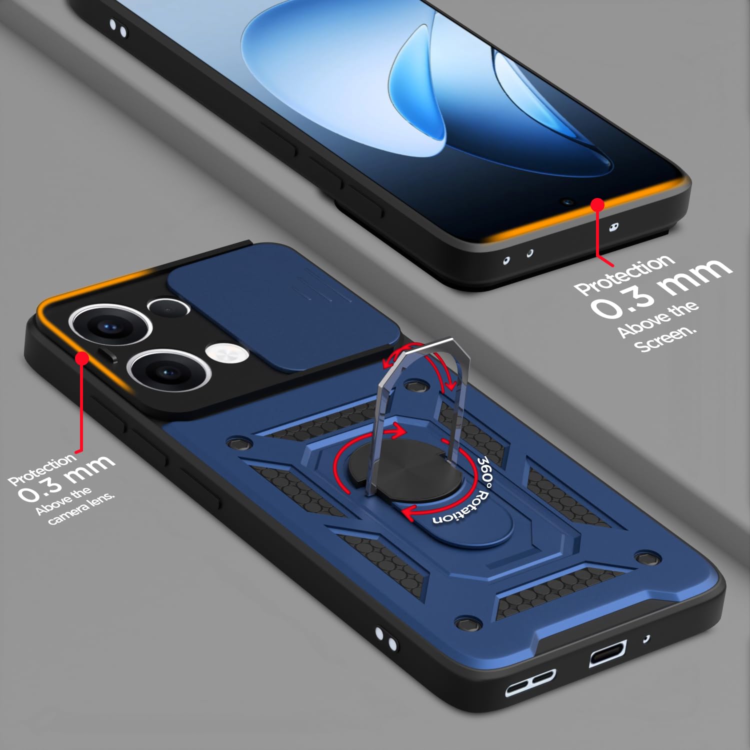 Oppo Reno 13 5G D10 Camera Shield phone cover in blue by Pikkme – photo 4