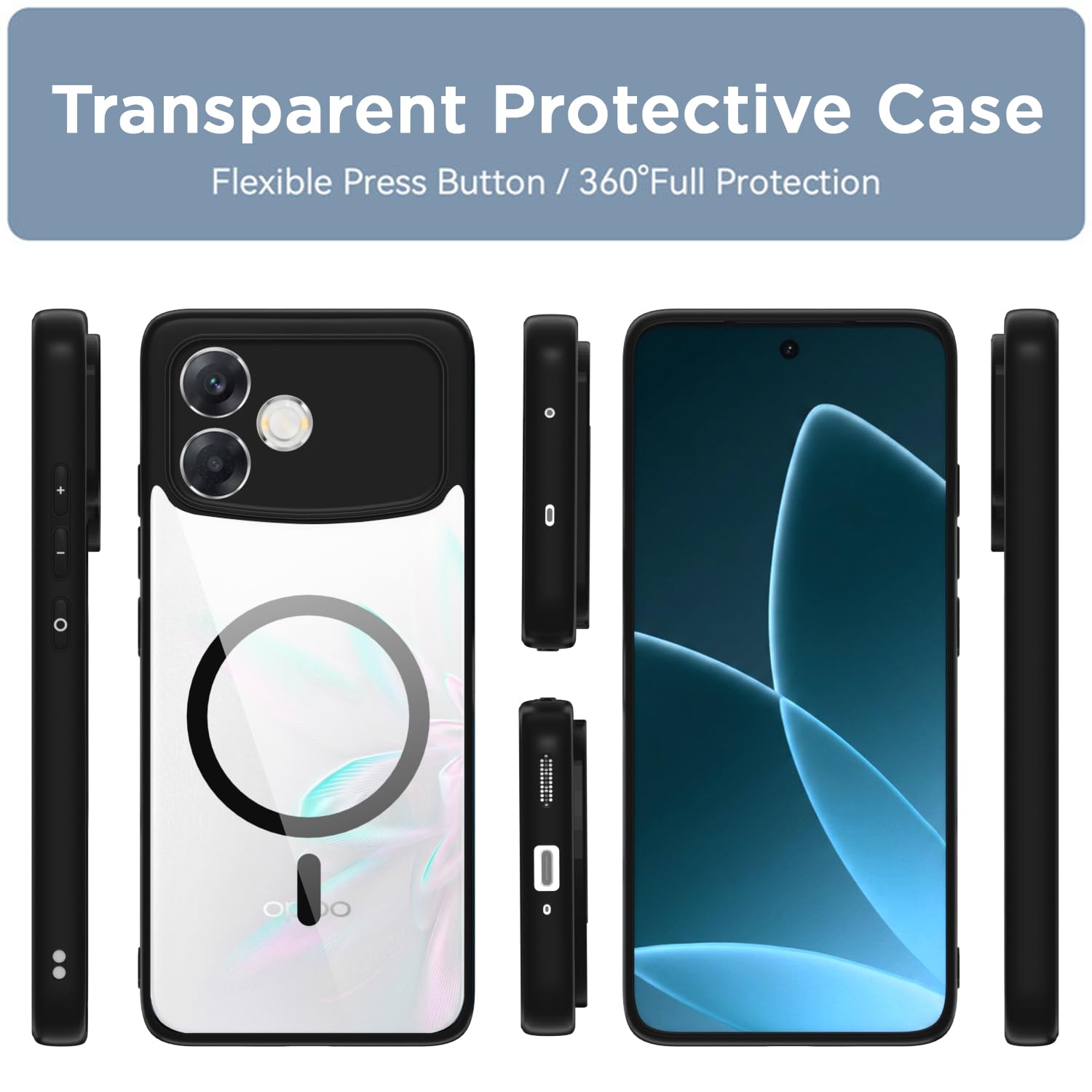 Pikkme black mag-safe MagSafe mobile cover for Oppo F33 Pro 5G – photo 2