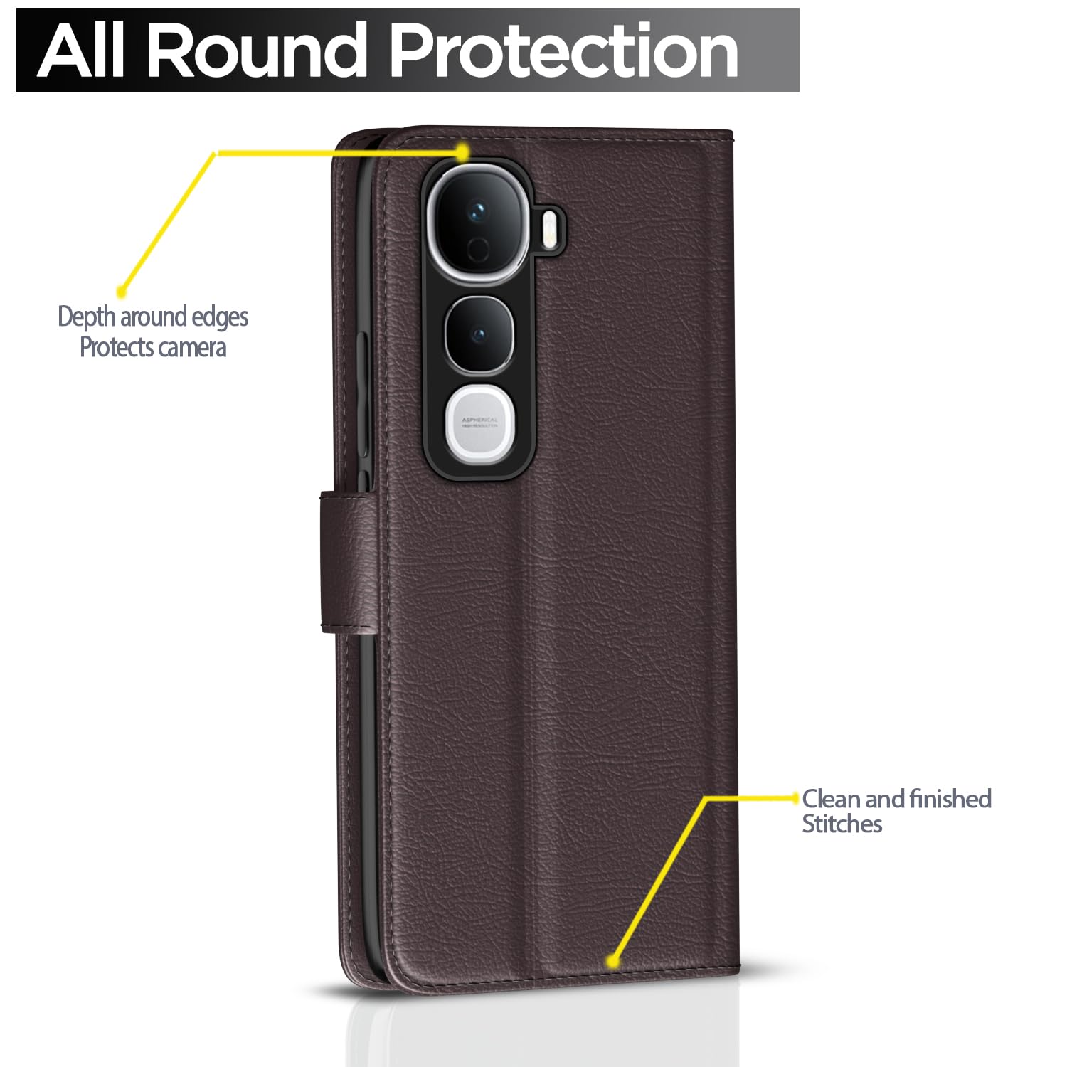 Pikkme Vivo Y400 Pro 5G Vintage Back Cover (Coffee)
