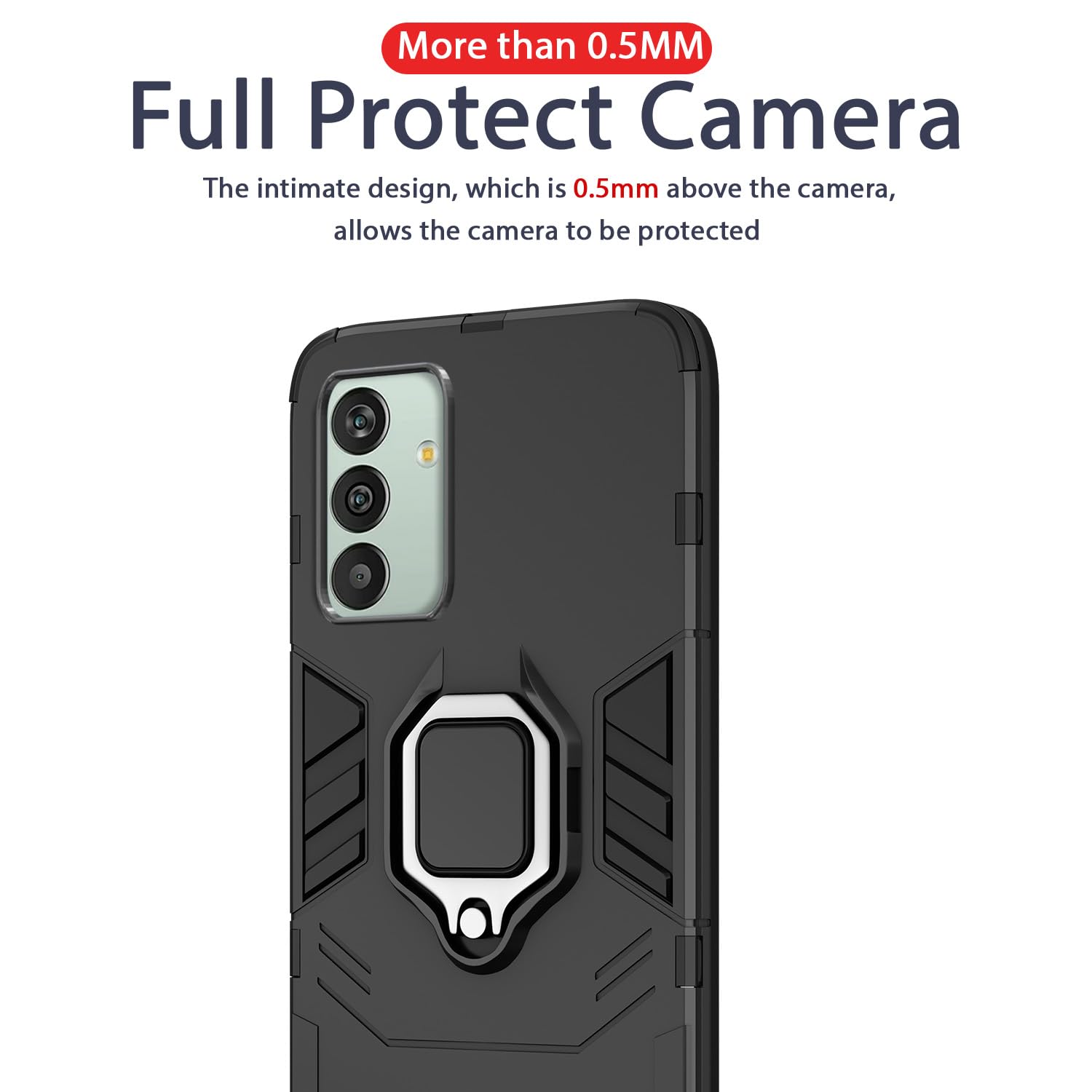 Pikkme Samsung Galaxy M13 4G D5 Tough Armor Back Cover | Black