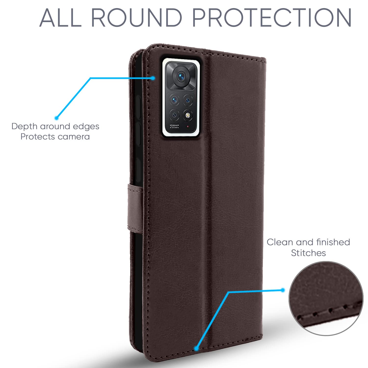 Pikkme Mi Redmi Note 11 Pro/Note 11 Pro Plus 5G Vintage Flip Cover (Coffee)