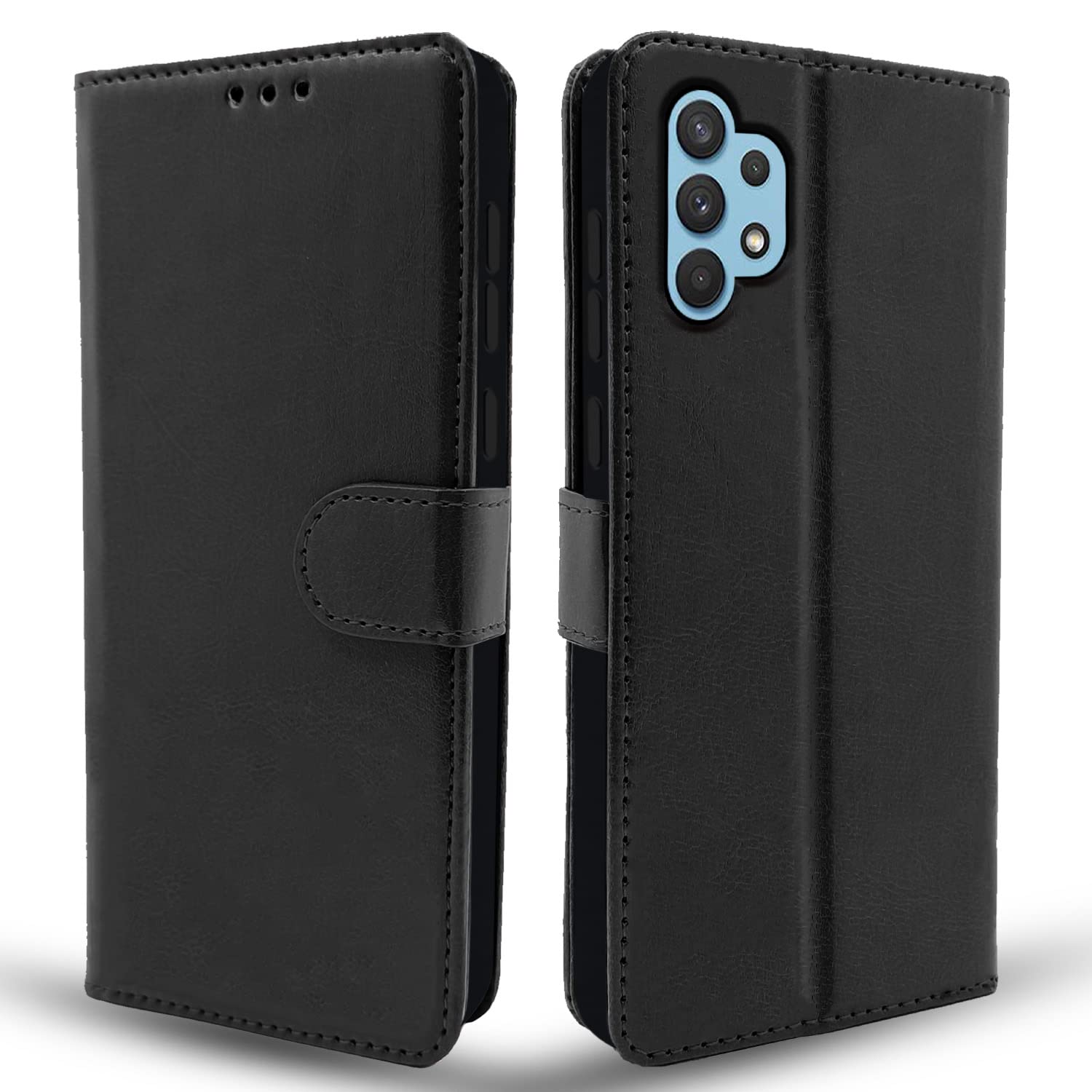 Pikkme Samsung Galaxy A32 Vintage Flip Cover (Black)