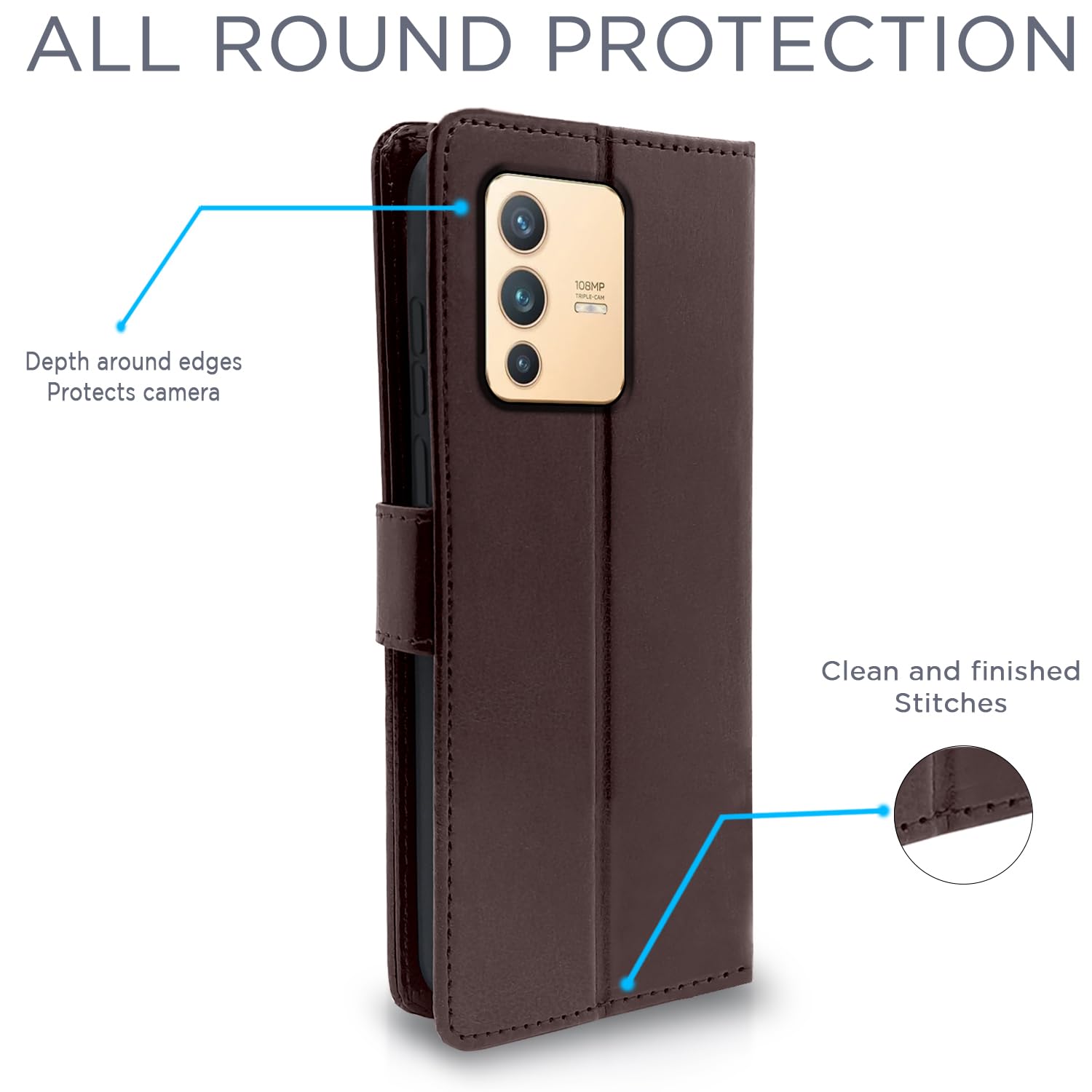 Vivo V23 Pro 5G Wallet mobile flip cover in coffee by Pikkme – photo 4