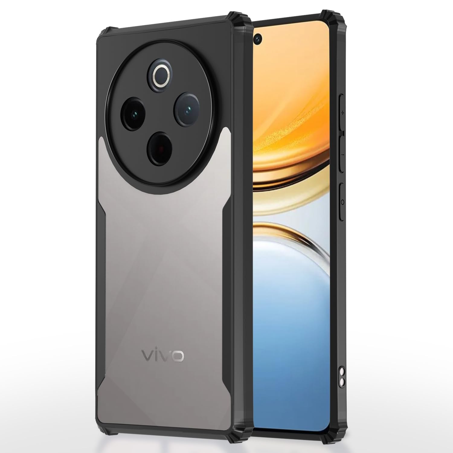 Pikkme Vivo Y300 Pro 5G Eagle Crystal Clear Transparent Back Cover (Black)