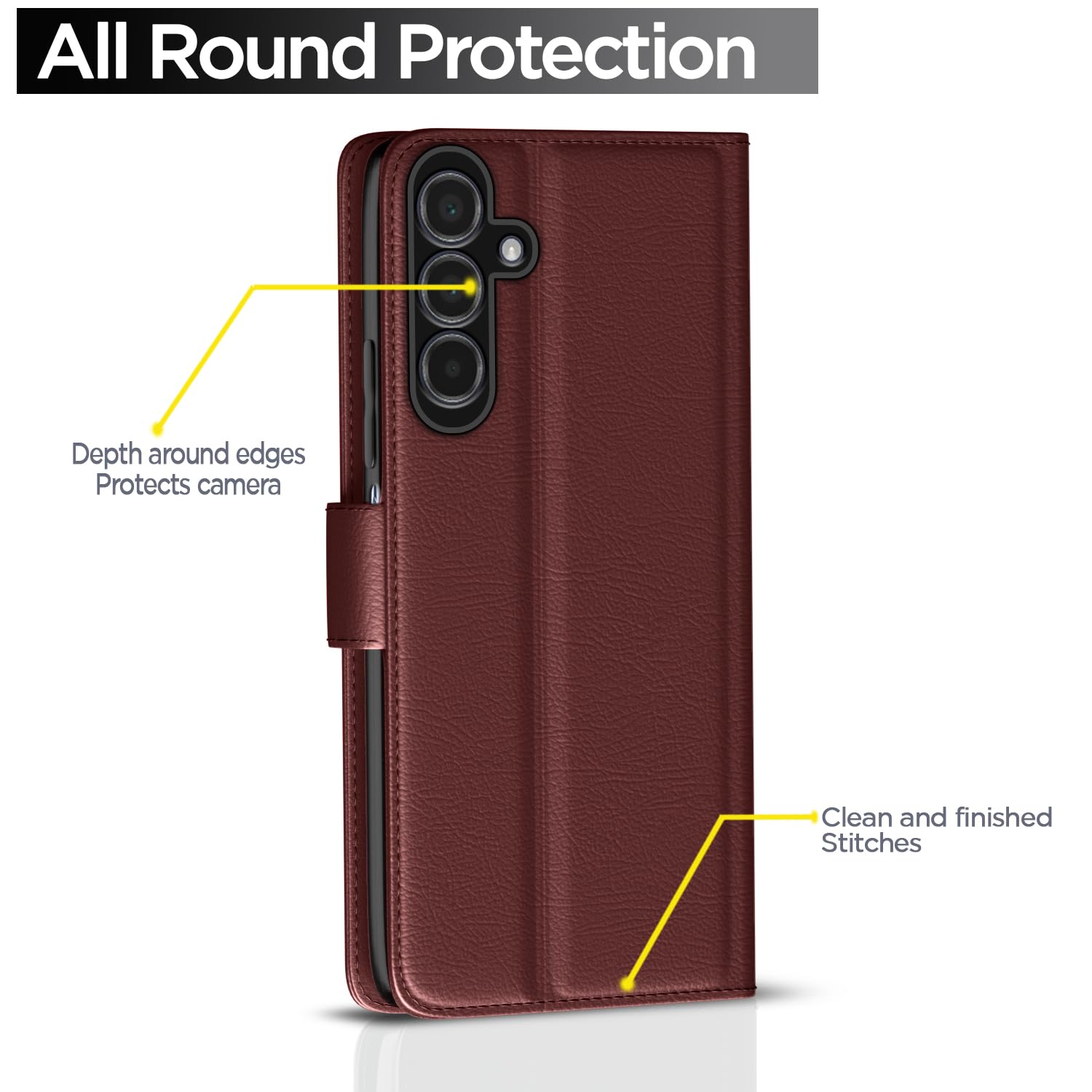 Pikkme Samsung A15 4G/A15 5G brown wallet flip cover – photo 4