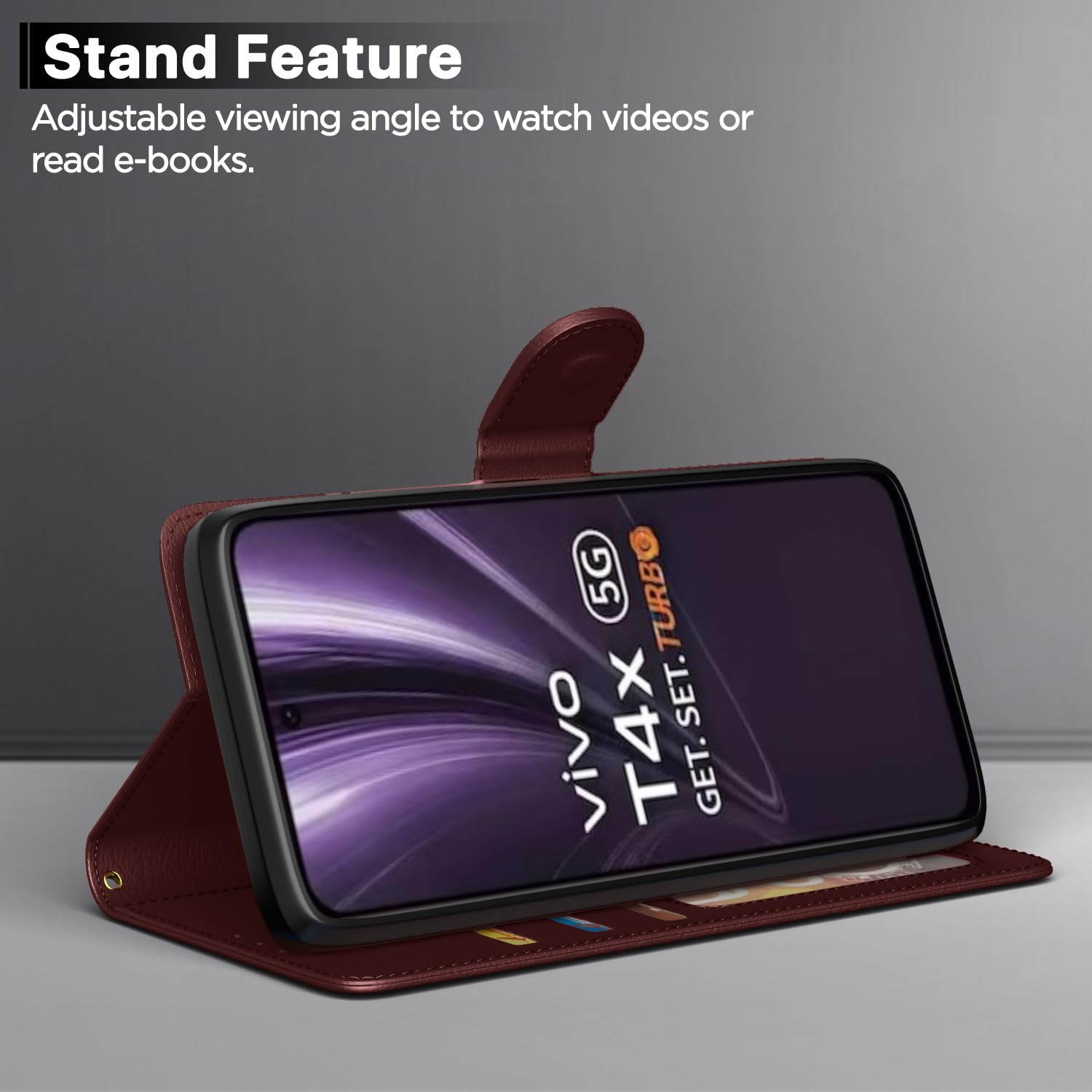 Pikkme Vivo T4x 5G / iQoo Z10x 5G Vintage Flip Cover (Brown)