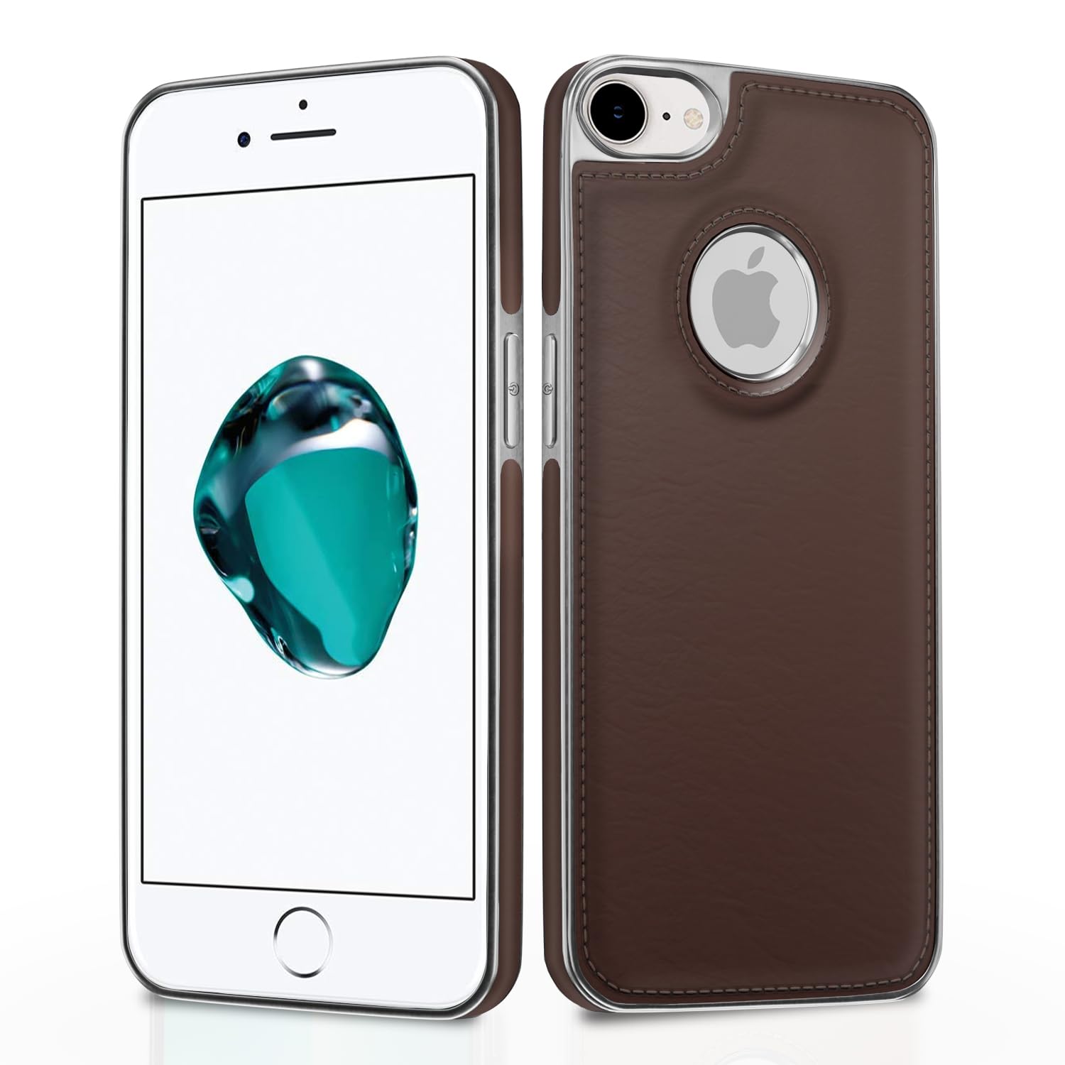 Pikkme iPhone 7/8 Leatherback chrome coffee mobile back cover