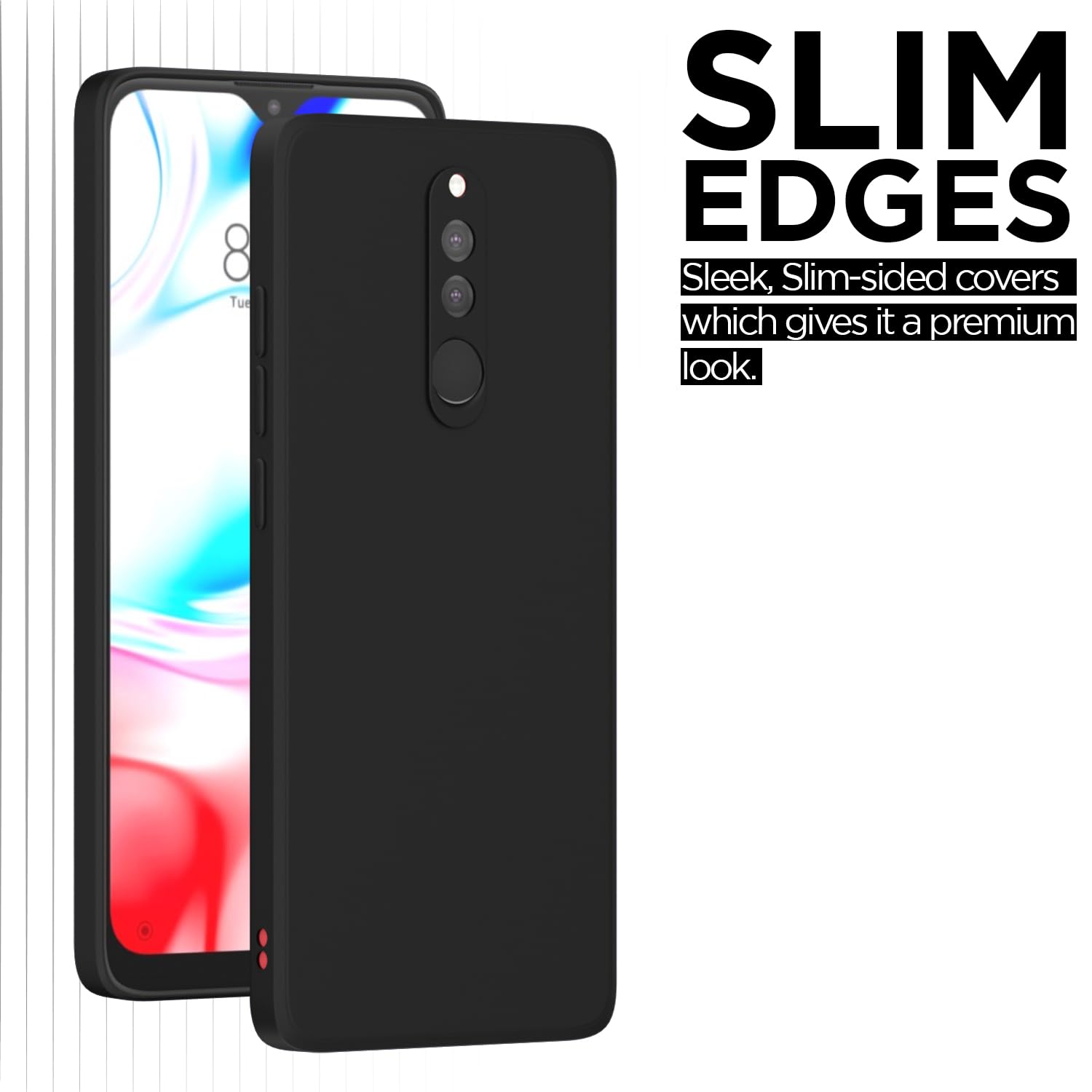 Pikkme Redmi 8 / Redmi 8A Dual Liquid Silicone Back Cover - Black