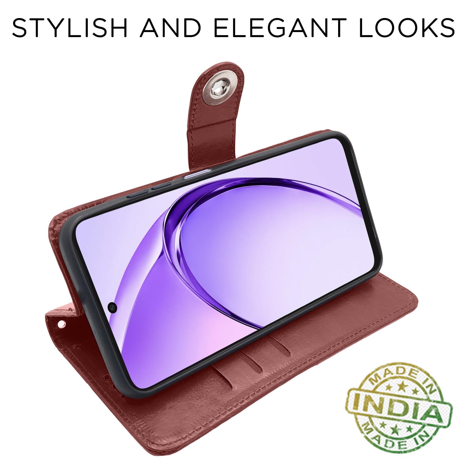 Pikkme Oppo A3x 5G / A3x 4G / A3 5G Button Flip Cover (Brown)