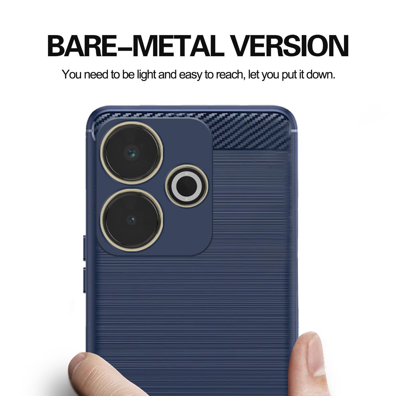 Pikkme Redmi 13 5G Hybrid Carbon Fibre Back Cover (Blue)