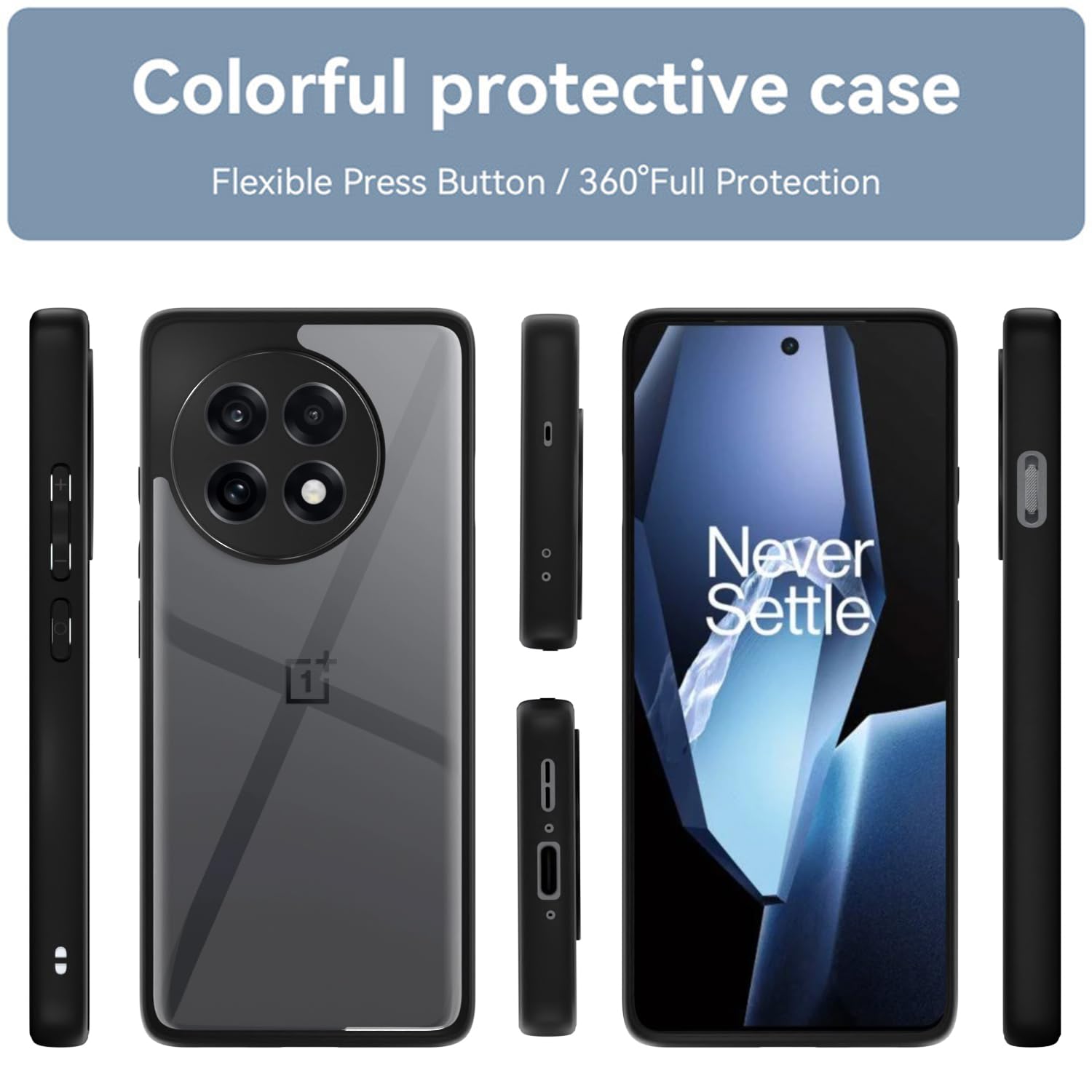 Black Hybrid back cover for OnePlus 13R 5G – Pikkme – photo 2