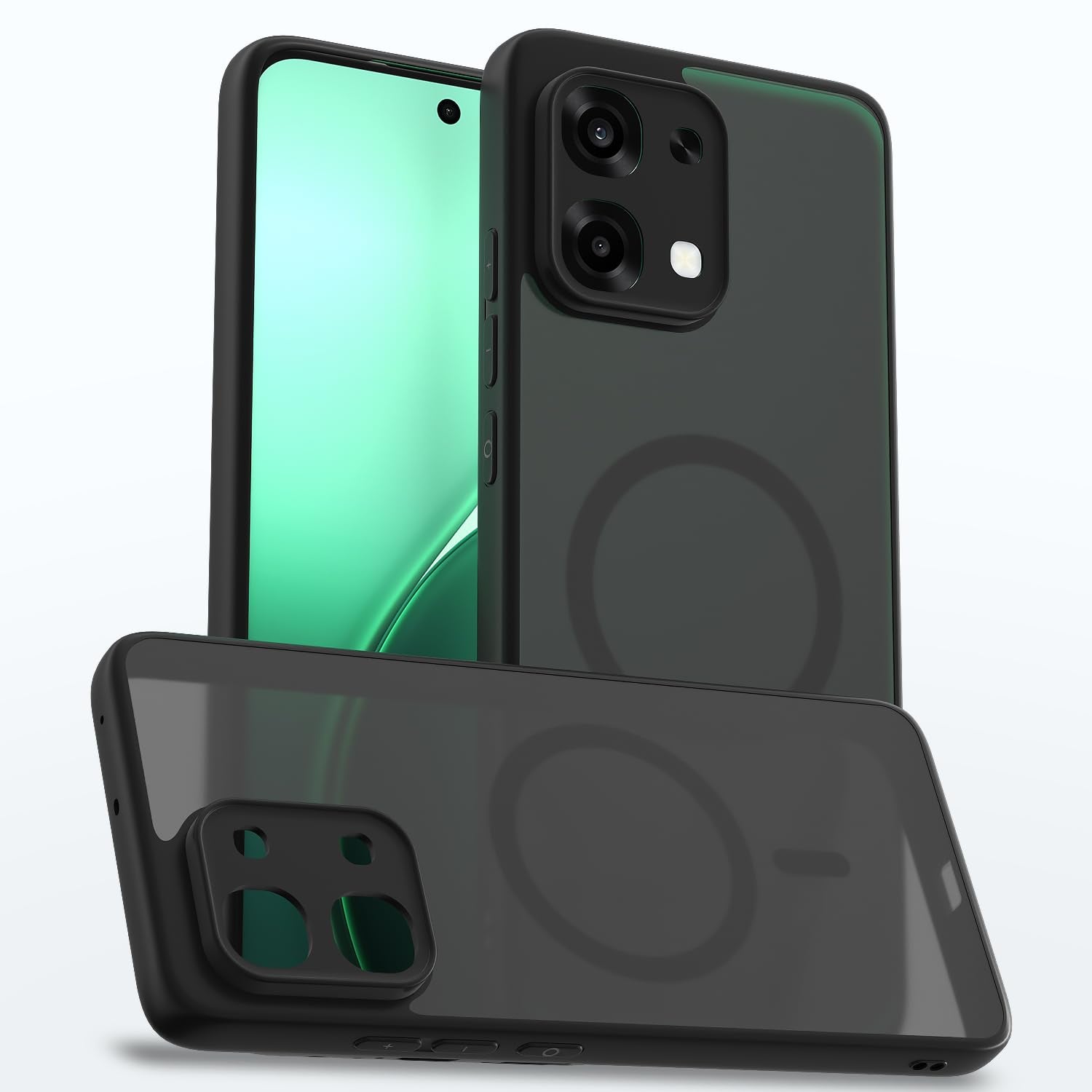 Oppo F31/F33 5G mobile back cover in black smoke mag-safe by Pikkme