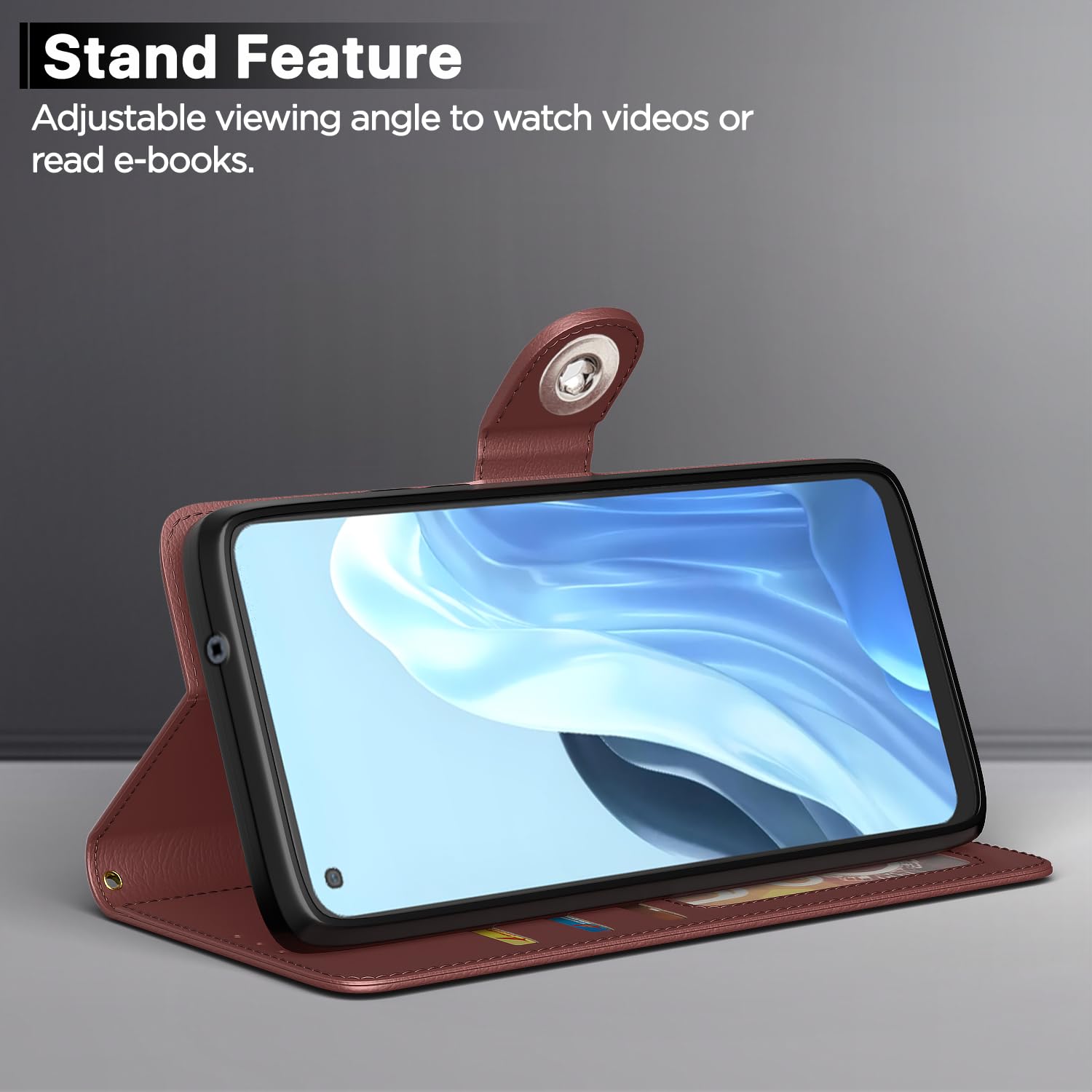 Brown Button wallet flip cover for Oppo Reno 7 5G – Pikkme – photo 3