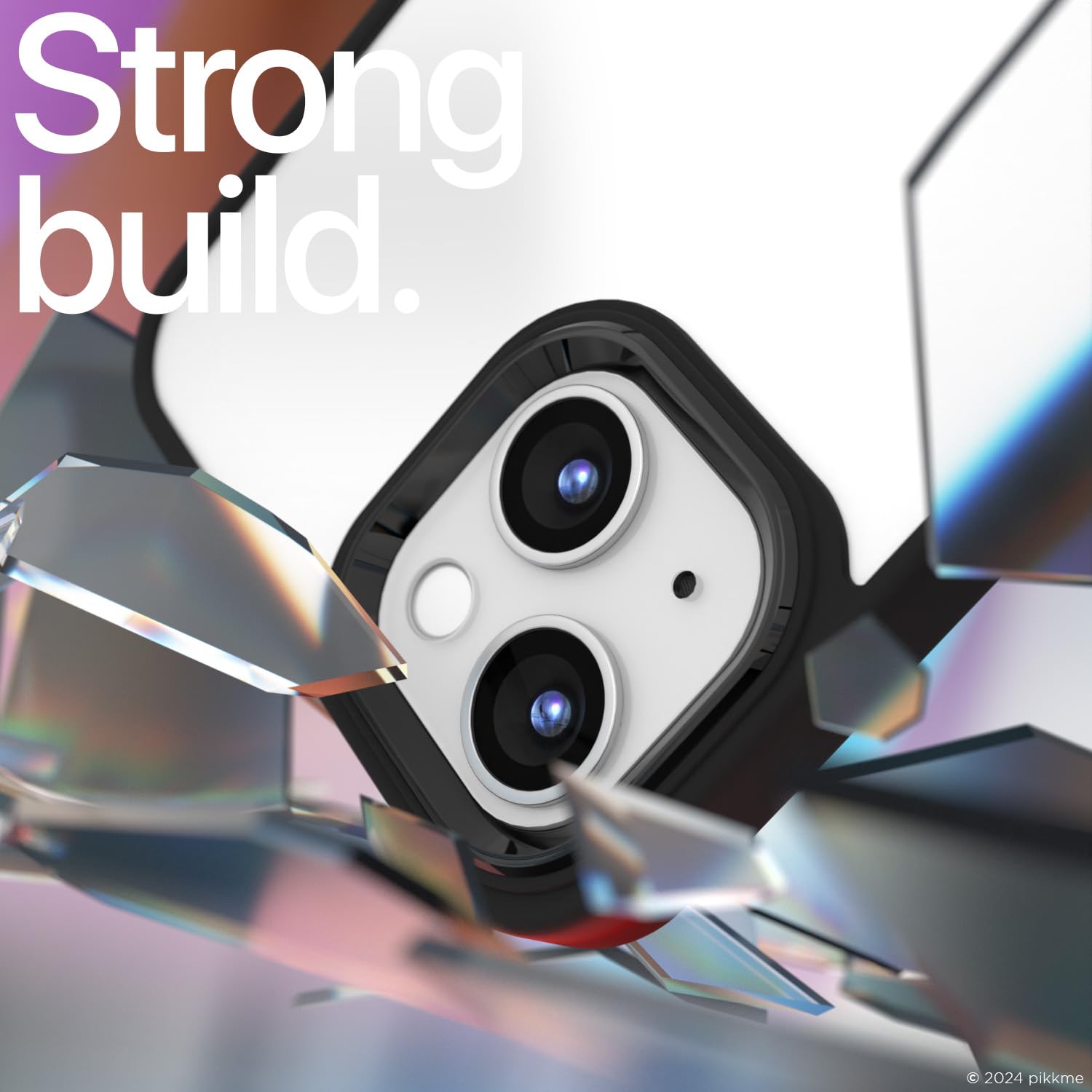 Pikkme iPhone 14 Chrome Metal Ring Back Cover (Black)