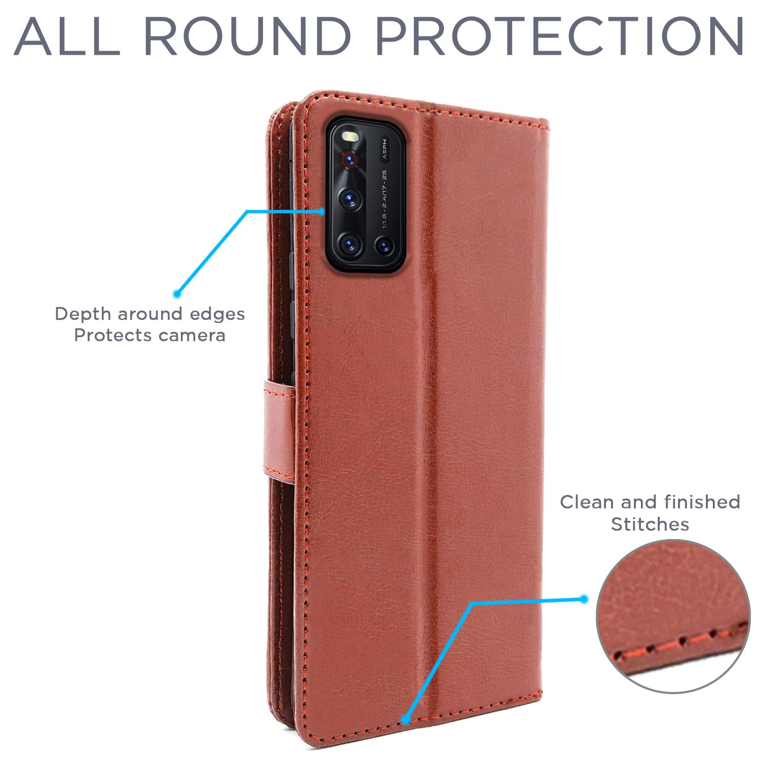 Vivo V19 flip case in brown by Pikkme – photo 4
