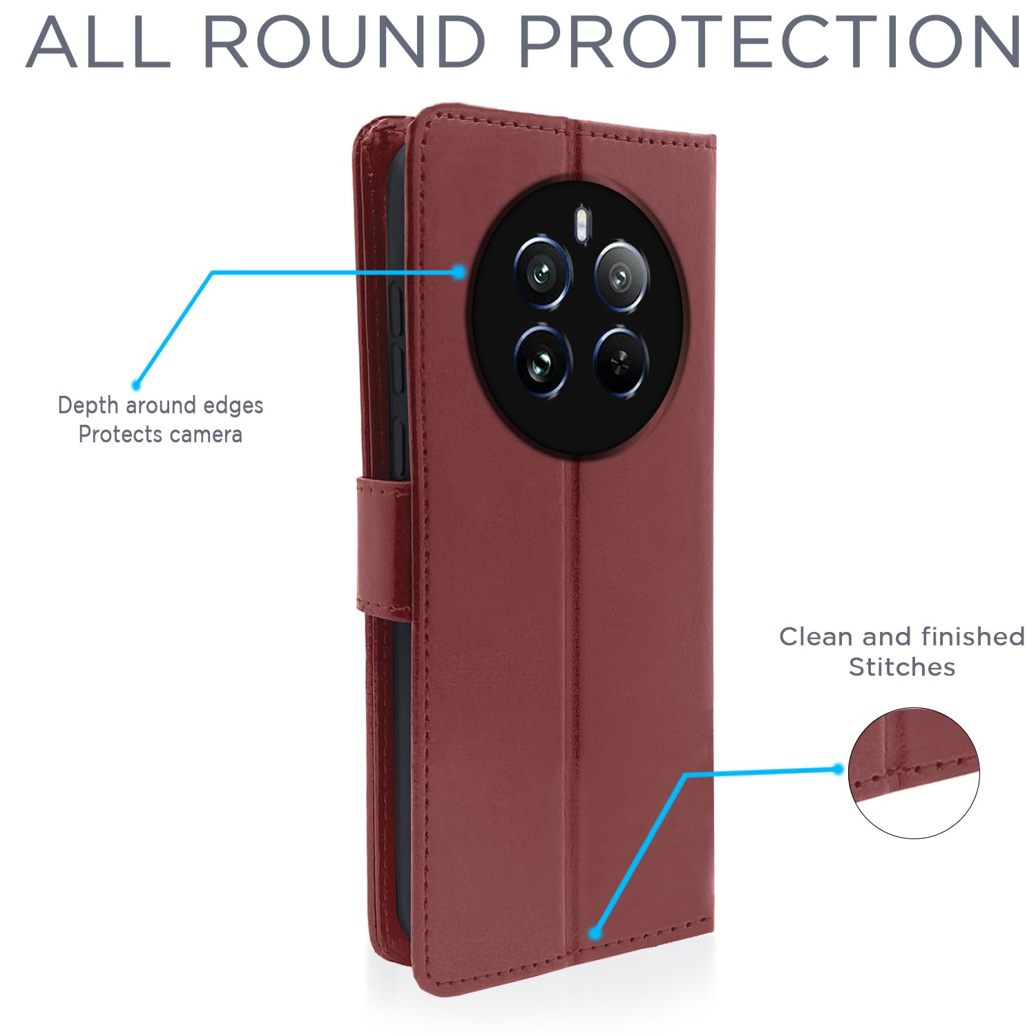 Realme 12 Pro/12 Pro Plus 5G Wallet mobile flip cover in brown by Pikkme – photo 4