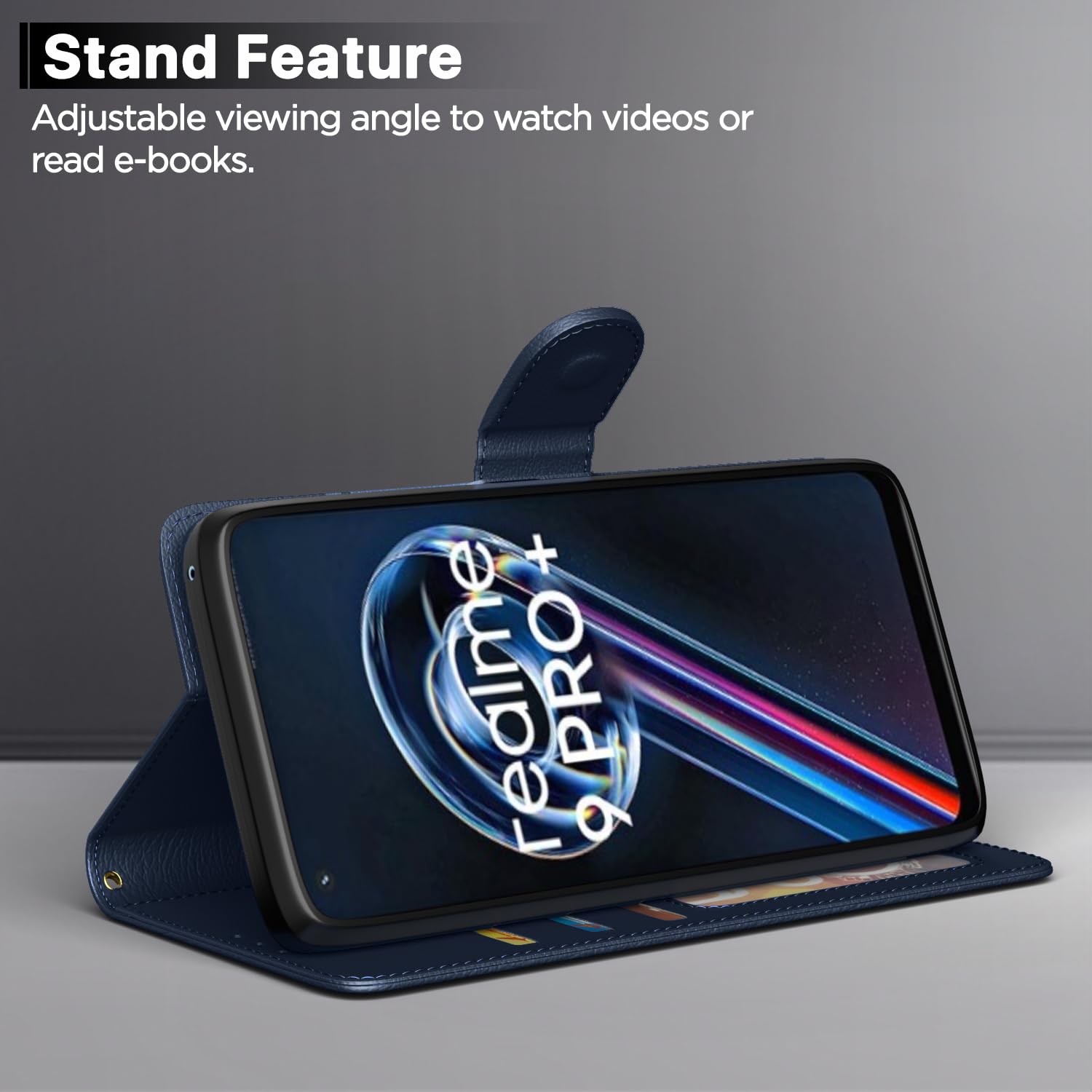 Pikkme blue Wallet wallet flip cover for Realme 9 Pro Plus 5G – photo 3
