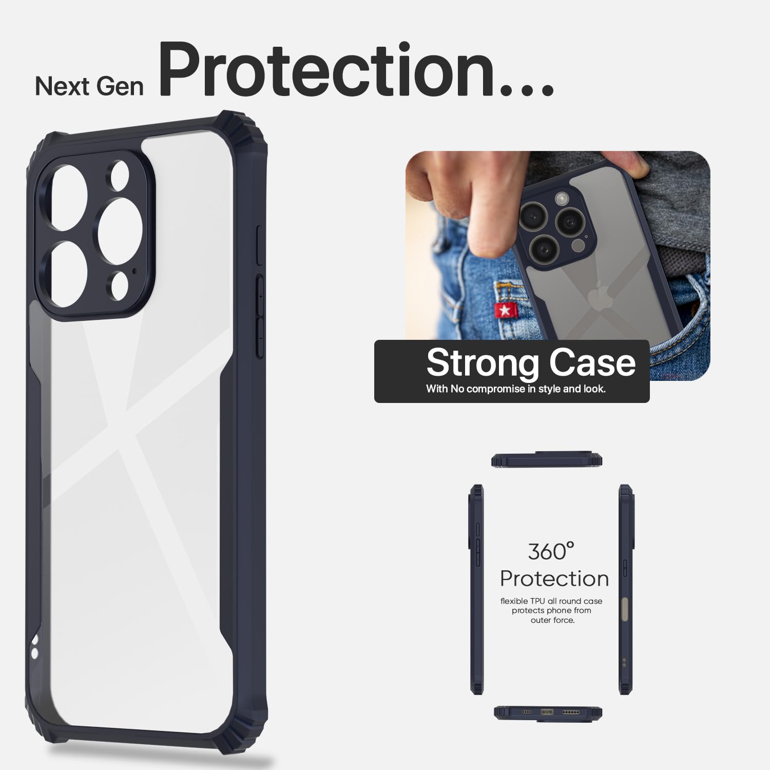 Pikkme iPhone 16 Pro Max Shockproof Eagle Clear Transparent Back Cover (Blue)