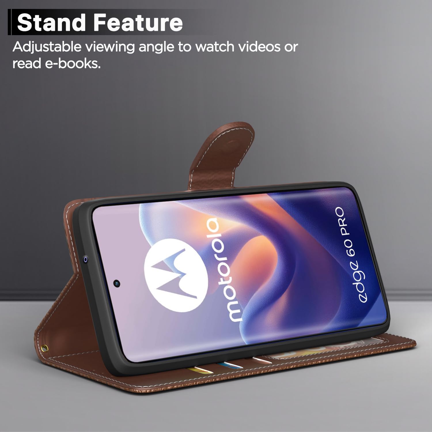 Tan wallet flip cover for Moto Edge 60 Pro 5G – Pikkme – photo 3