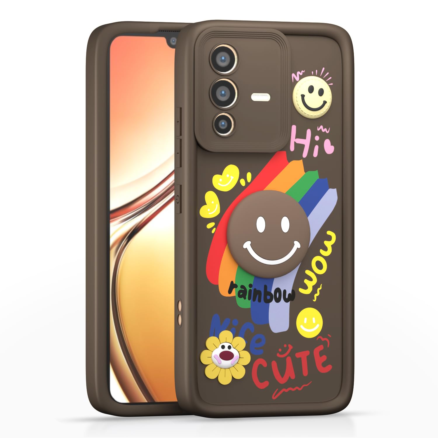 Vivo V23 5G Soft Silicone mobile cover in brown by Pikkme